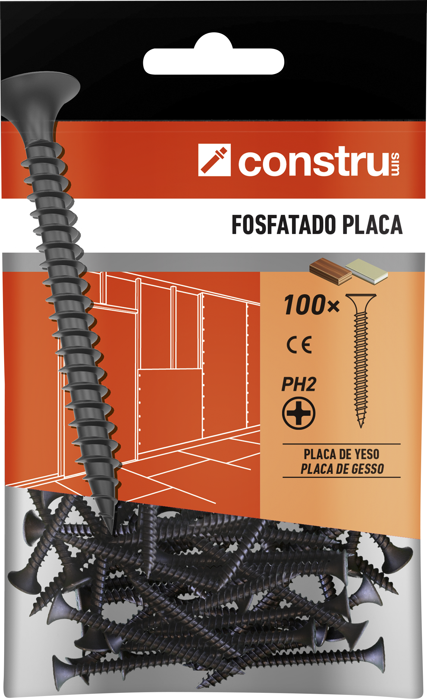 100 tornillos para placas de yeso de acero de 8 - 8,5x35 mm