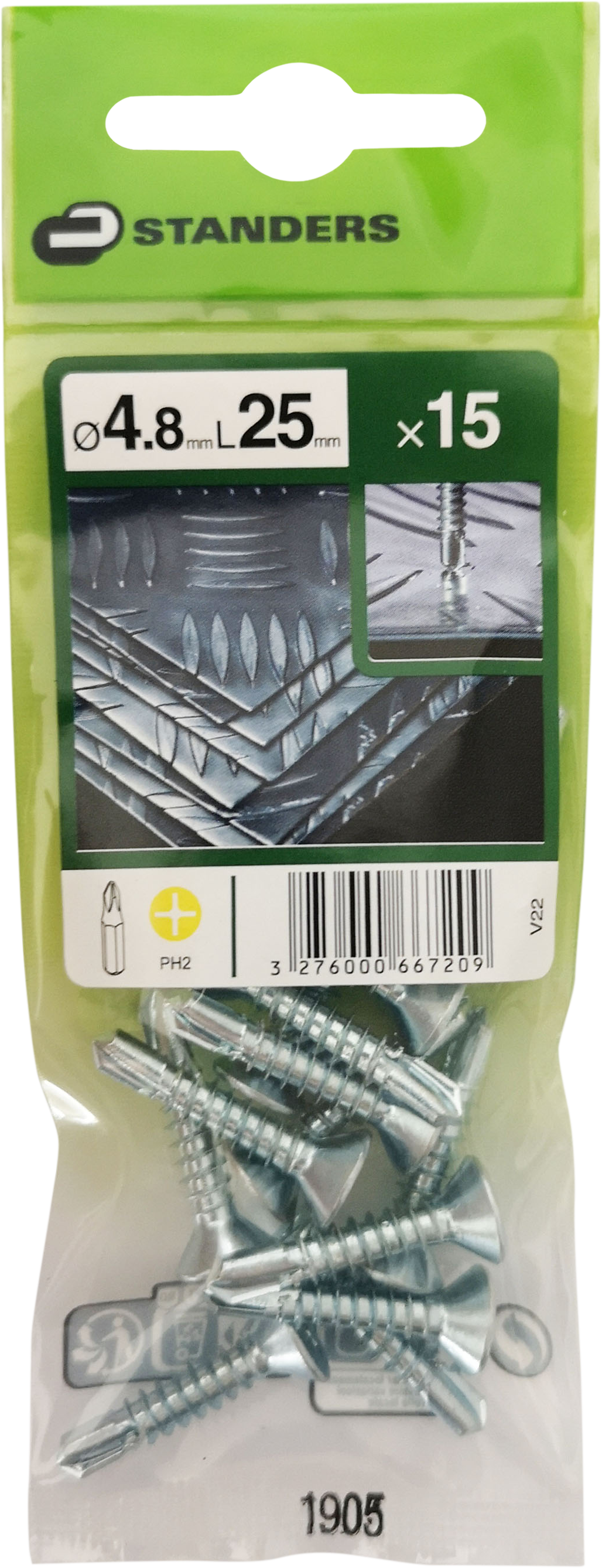 15 Tornillo para metal STANDERS phillips con cabeza avellanada, ø 4.8 x L. 25 mm - 4