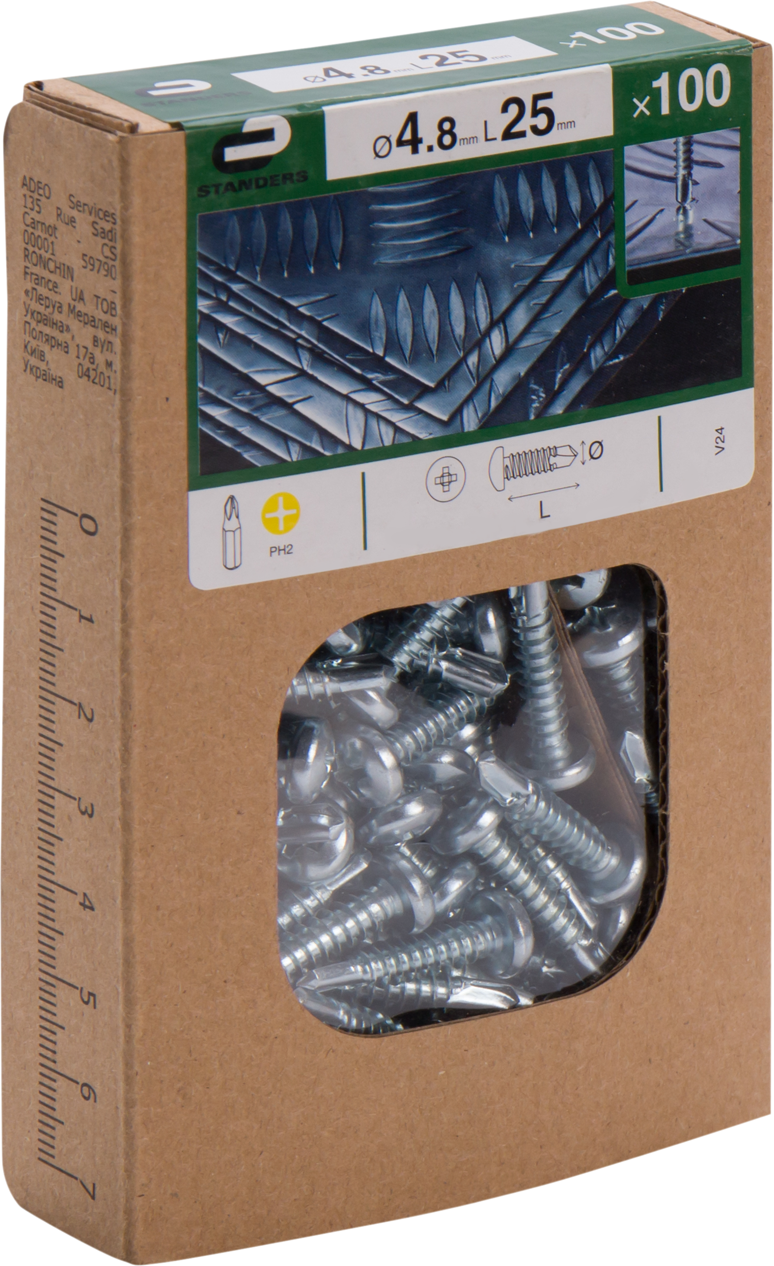 100 Tornillo para metal STANDERS phillips con cabeza abombada, ø 4.8 x L. 25 mm - 3