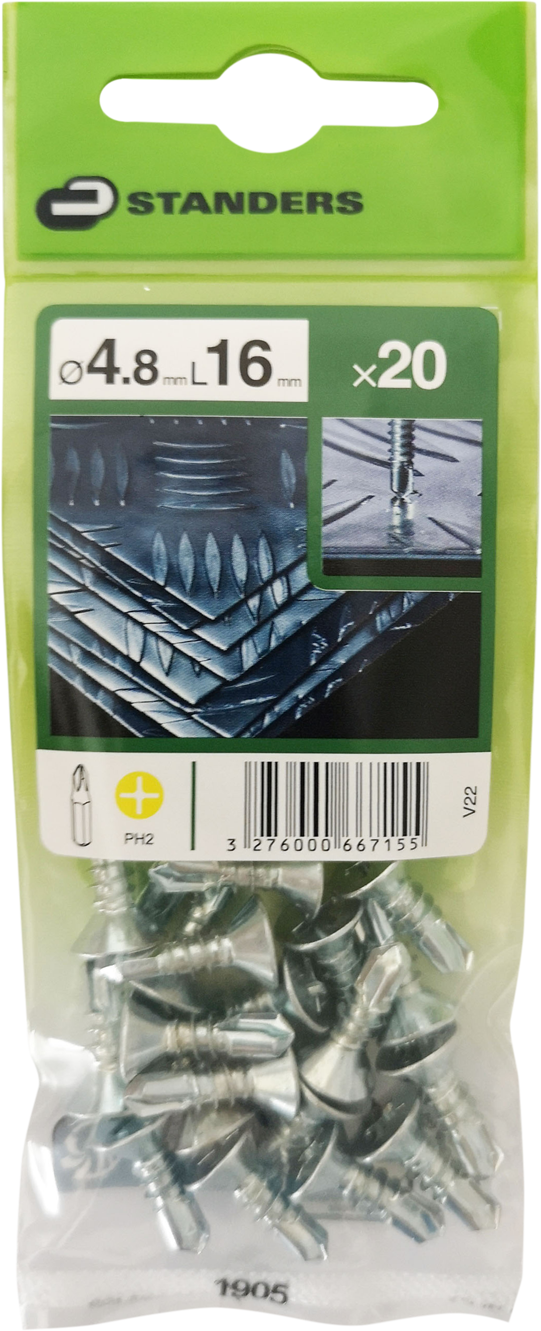 20 Tornillo para metal STANDERS phillips con cabeza avellanada, ø 4.8 x L. 16 mm - 4