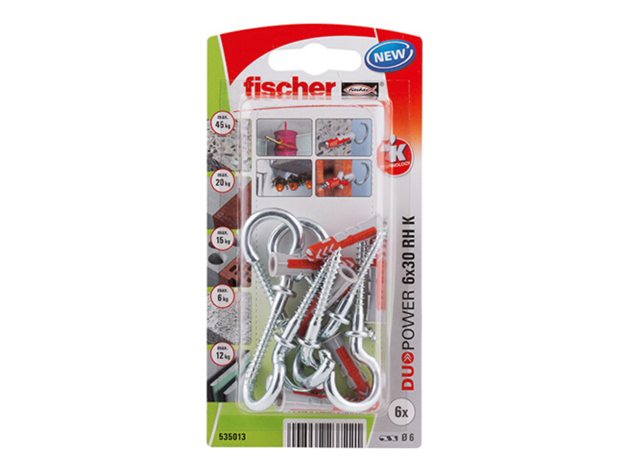 6 tacos + hermbrilla multimaterial FISCHER DUOPOWER, ø 6 x L. 30 mm - 6