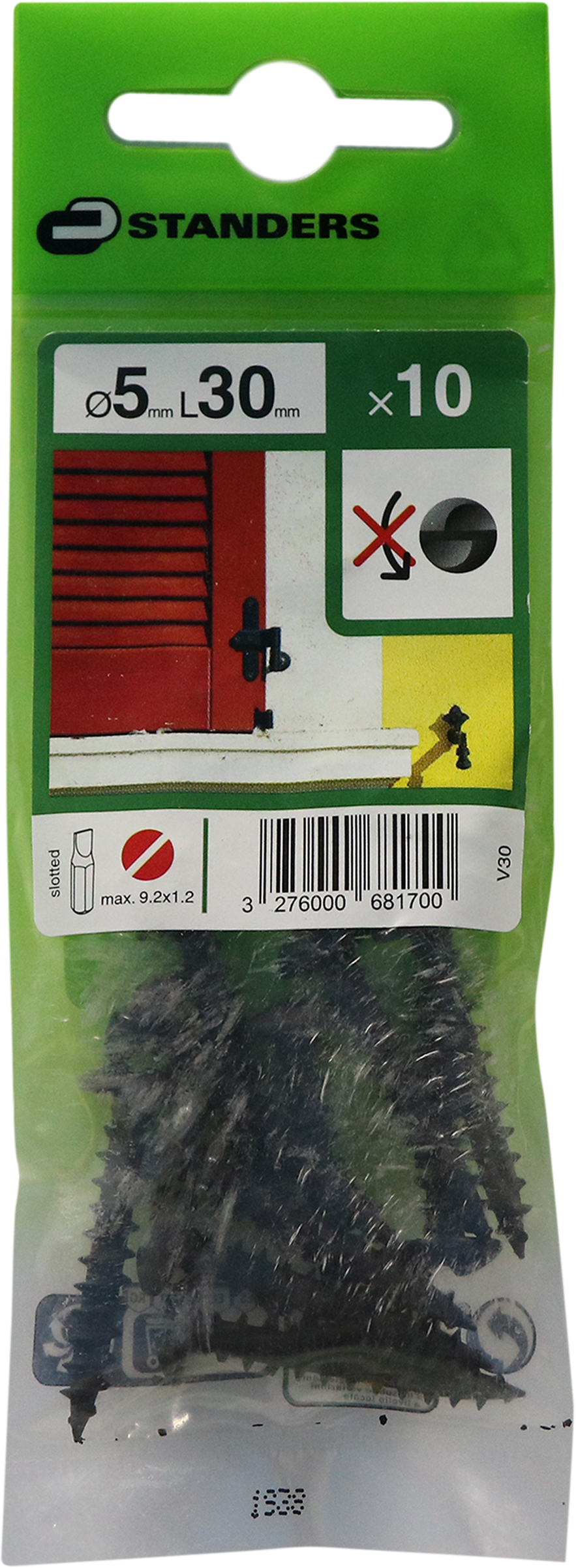 10 Tornillo de seguridad STANDERS con ranura unidireccional, ø 5 x L. 30 mm - 3