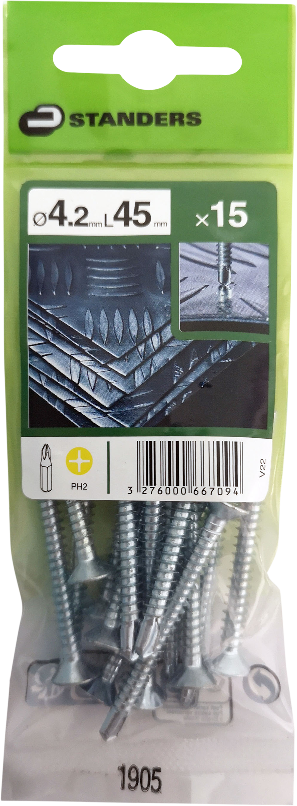 15 Tornillo para metal STANDERS phillips con cabeza avellanada, ø 4.2 x L. 45 mm - 4
