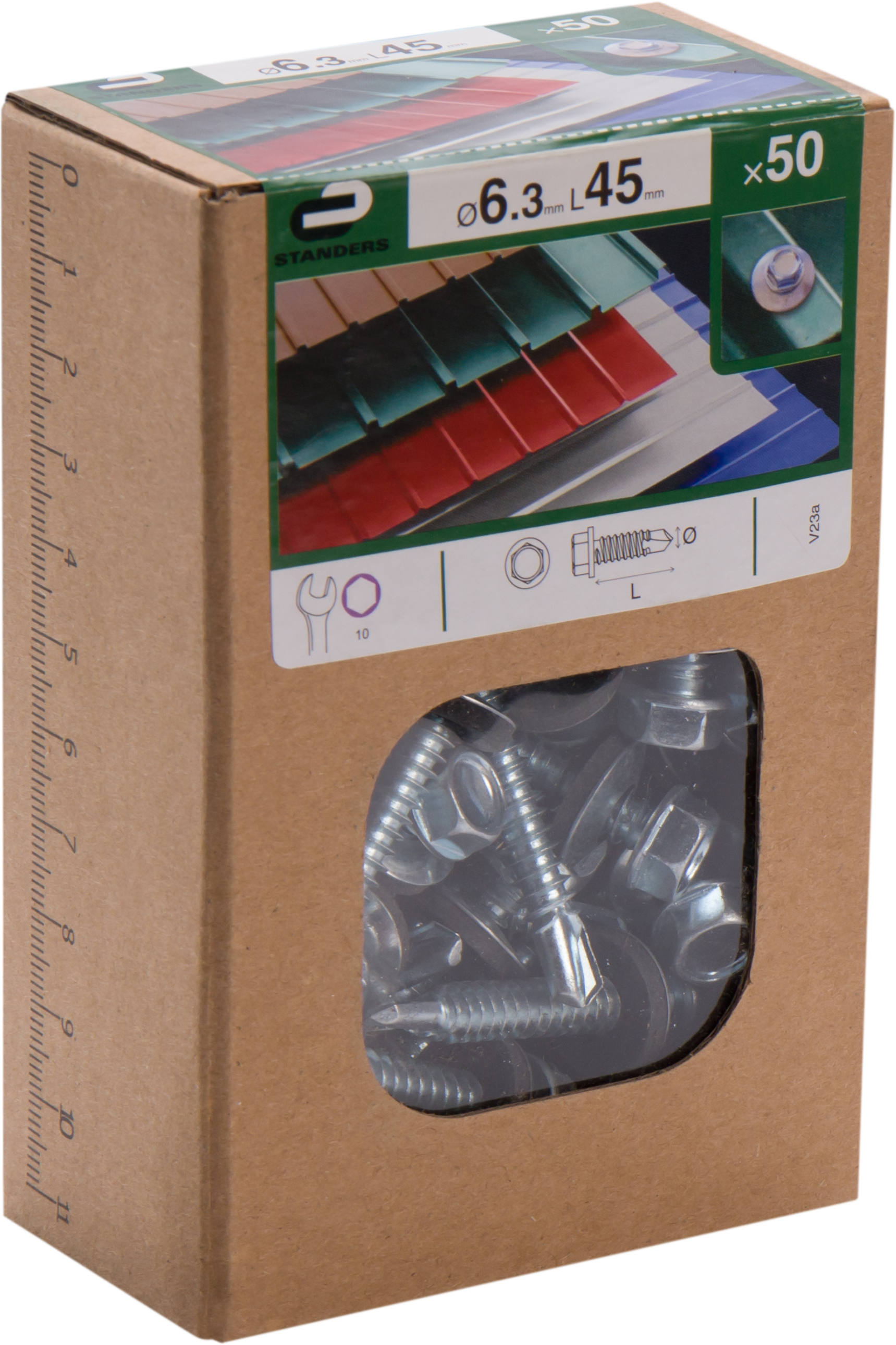 50 Tornillo para techo STANDERS con cabeza hexagonal, ø 6.3 x L. 45 mm - 7