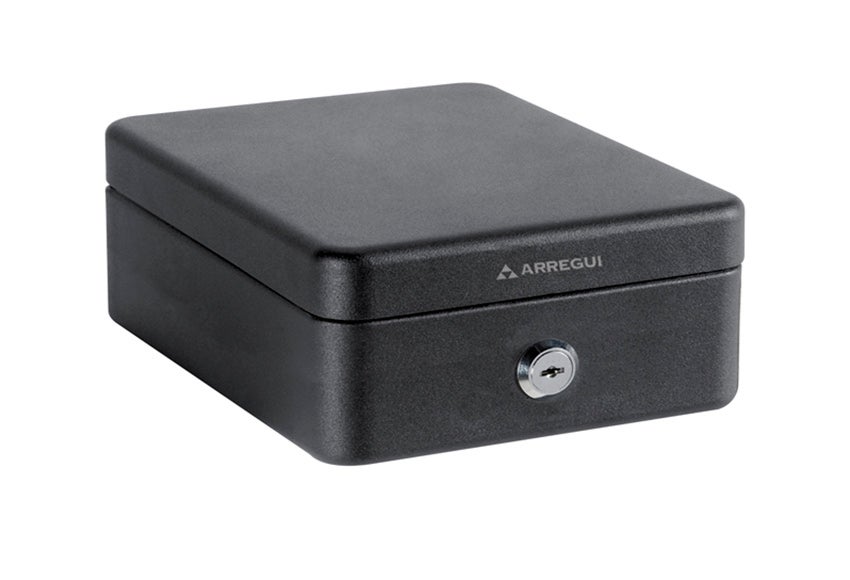 Caja de caudales en acero negro de 15x9.5x20.3 cm