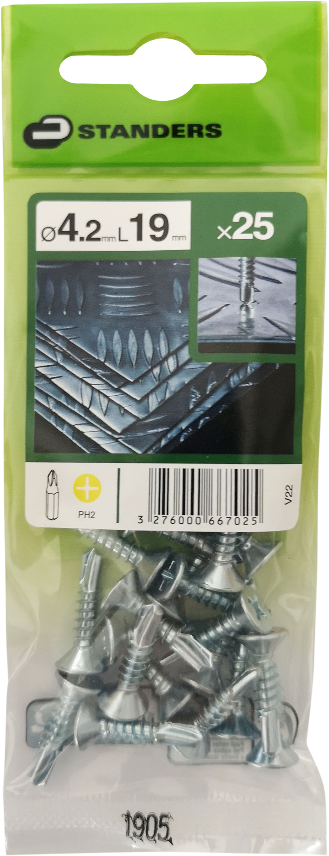 25 Tornillo para metal STANDERS phillips con cabeza avellanada, ø 4.2 x L. 19 mm - 4