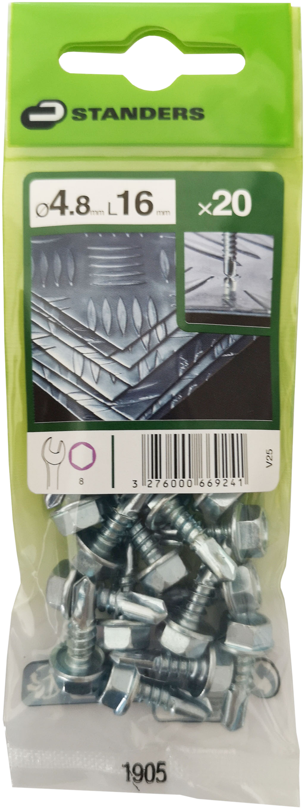 20 Tornillo para techo STANDERS con cabeza hexagonal, ø 4.8 x L. 16 mm - 4