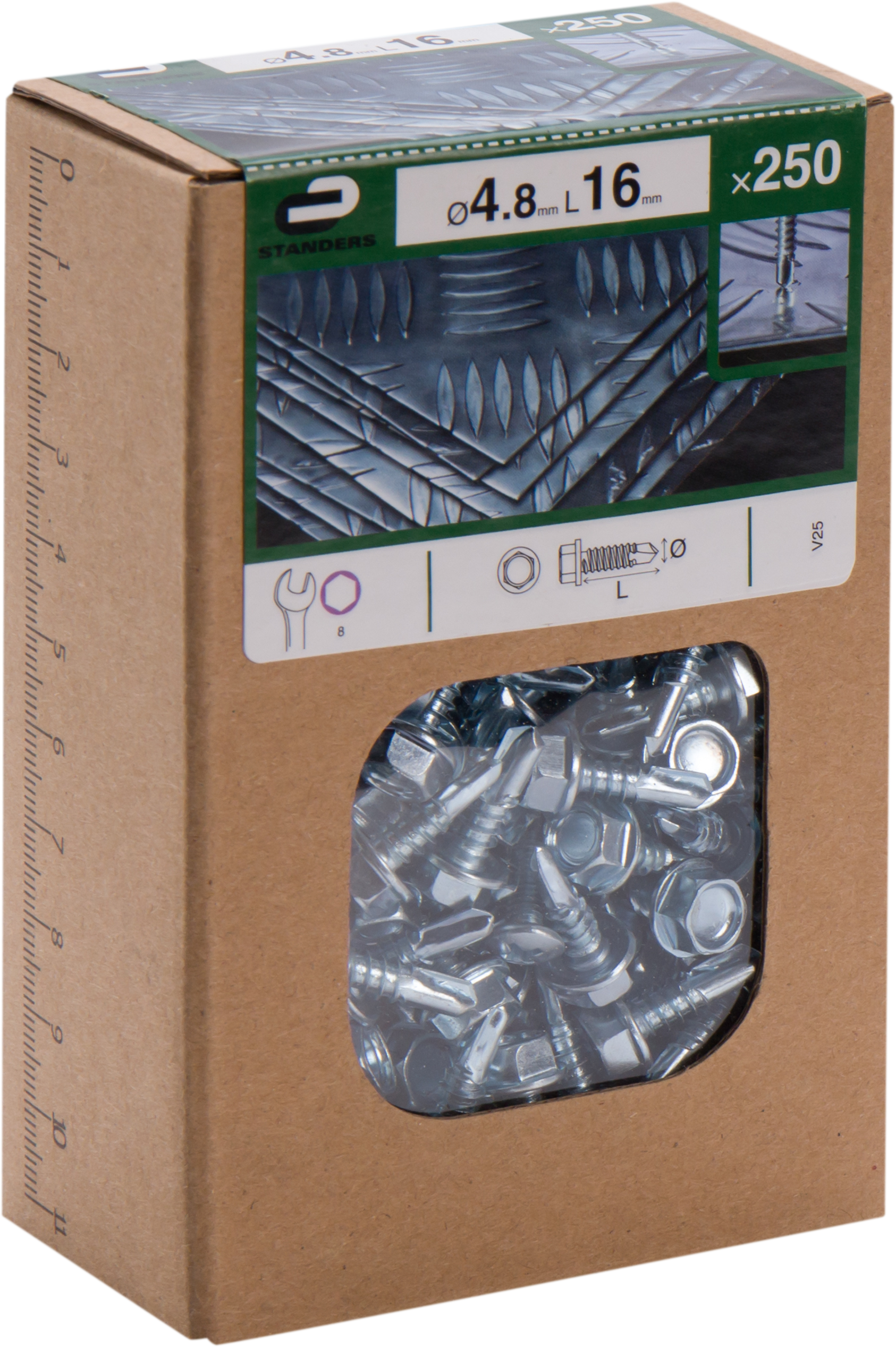 250 Tornillo para techo STANDERS con cabeza hexagonal, ø 4.8 x L. 16 mm - 4