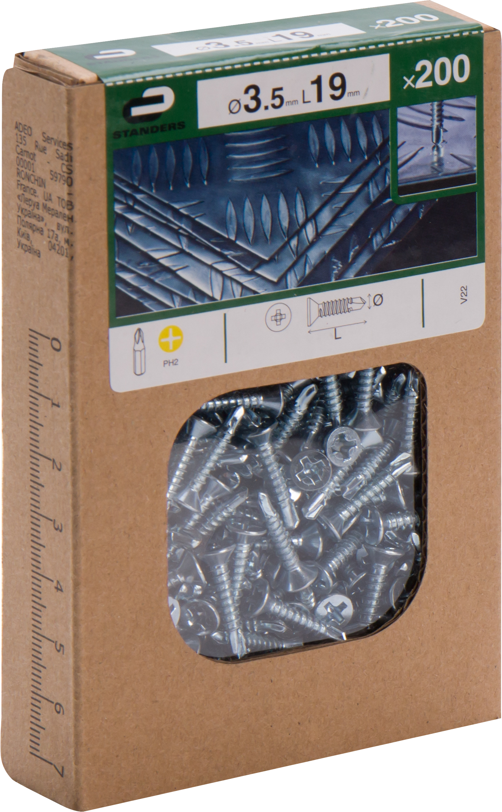 200 Tornillo para metal STANDERS phillips con cabeza avellanada, ø 3.5 x L.19 mm - 4