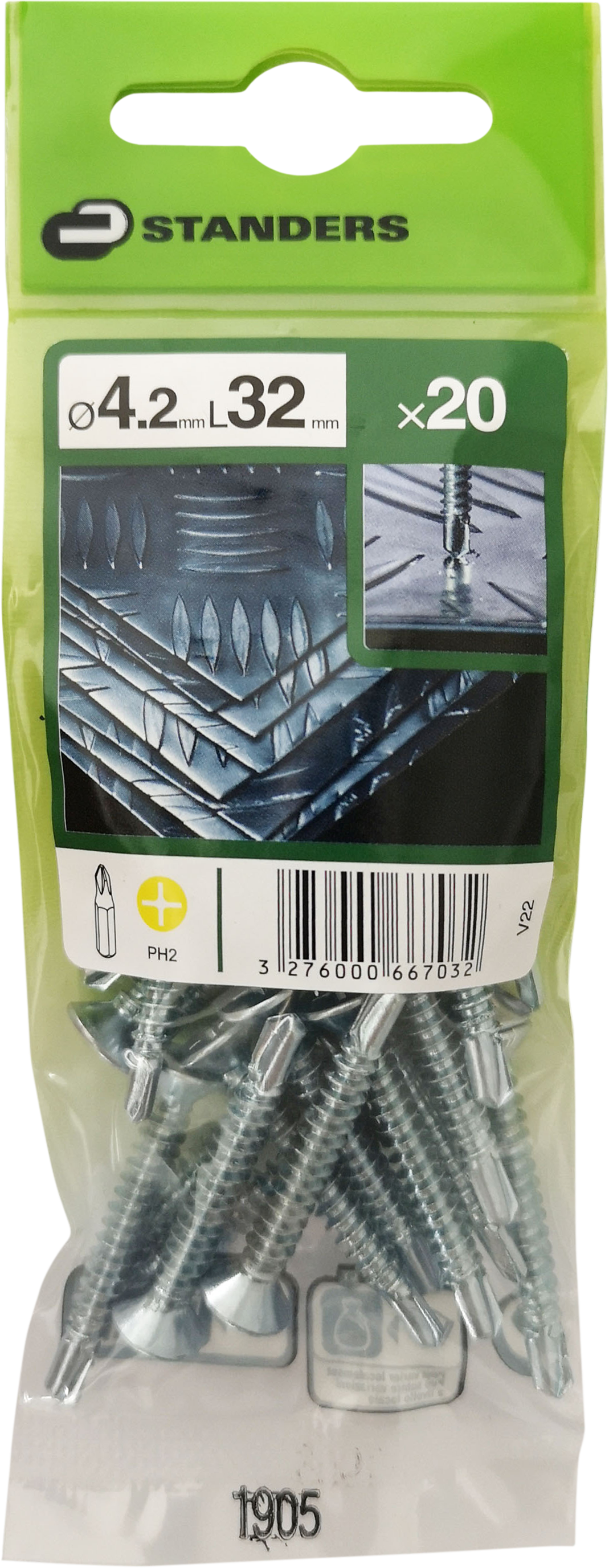 20 Tornillo para metal STANDERS phillips con cabeza avellanada, ø 4.2 x L. 32 mm - 4
