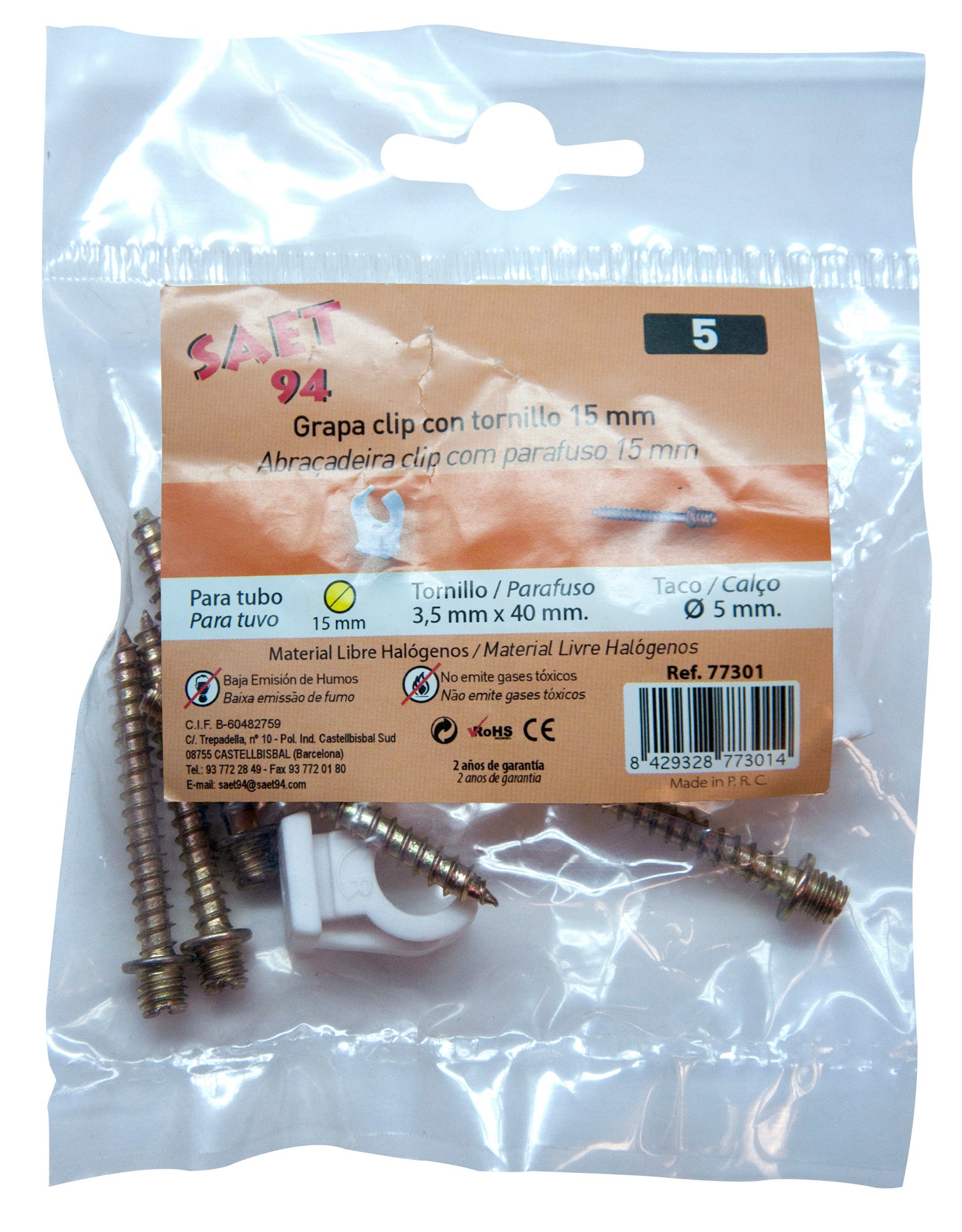 Pack 5 abrazaderas nylon con tornillo 15 mm - 2
