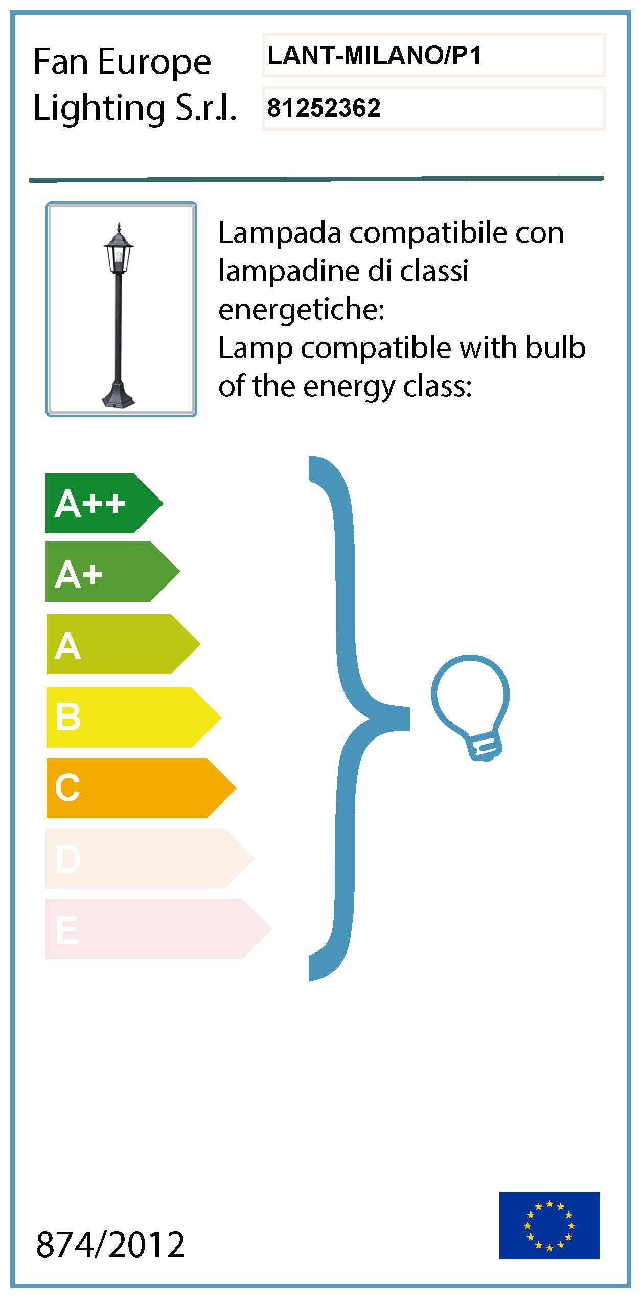 Lampione da giardino, Milano H 105 cm, nero, IP44 INTEC - 6