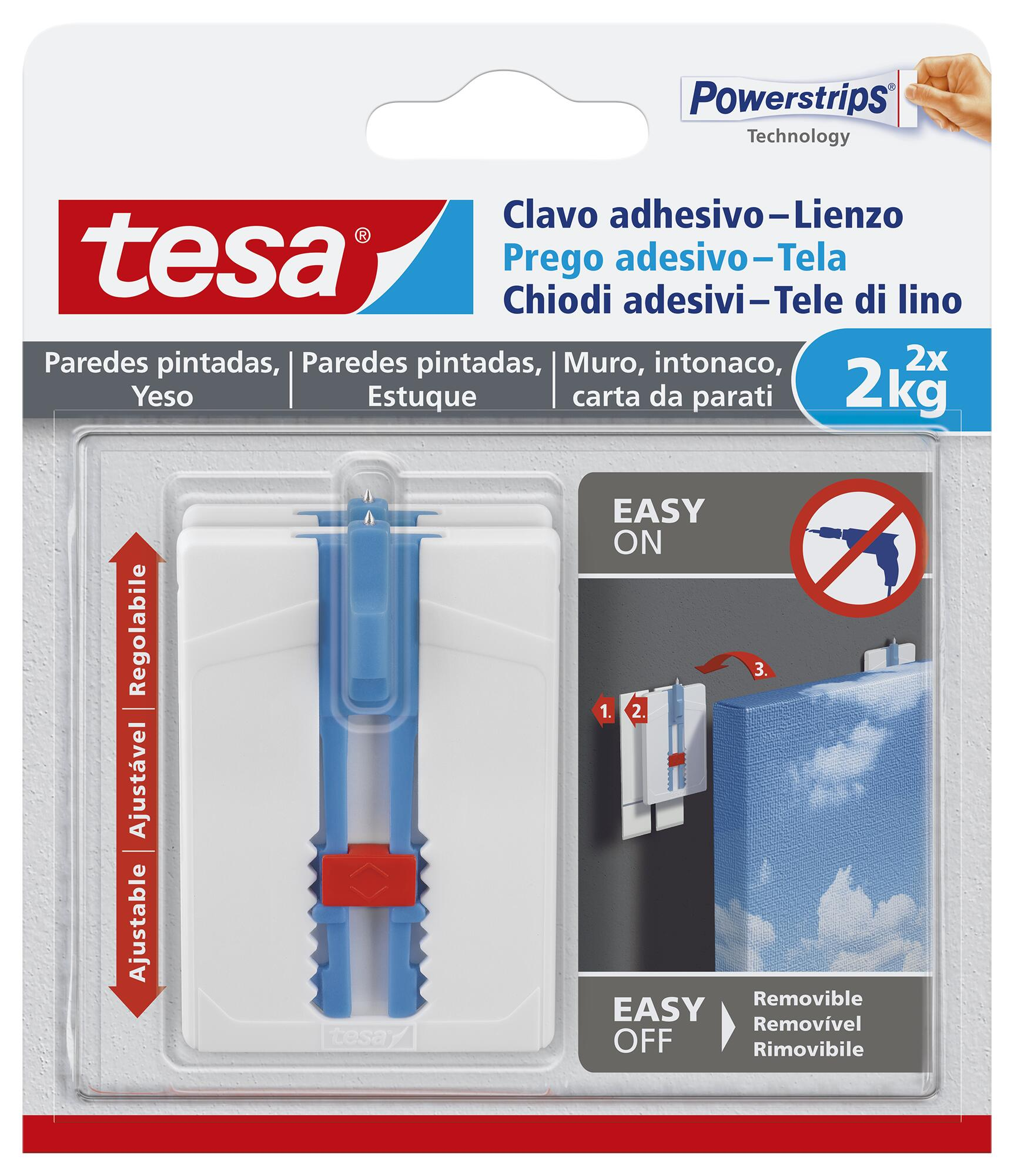 2 gancho adhesivo regulable para lienzo de plástico de 12x13 mm.