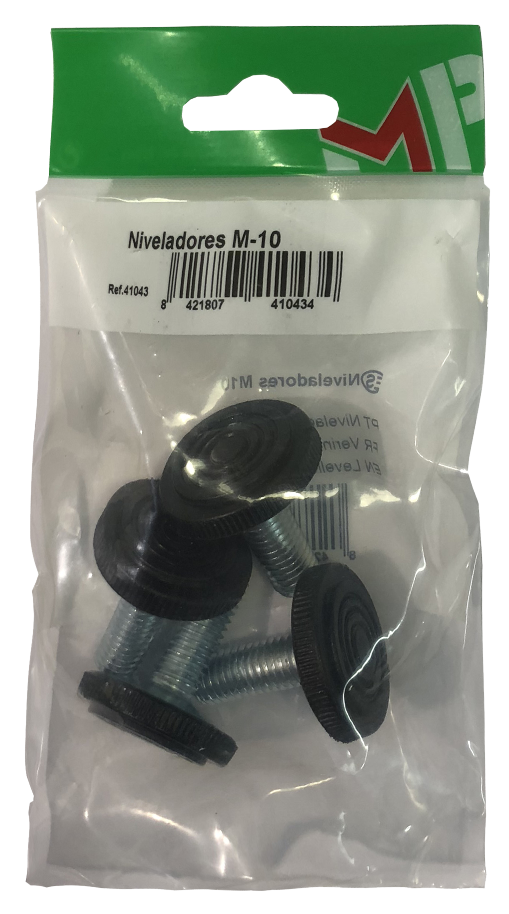 4 niveladores regulable con forma cilíndrica de acero, rosca M10 - 2