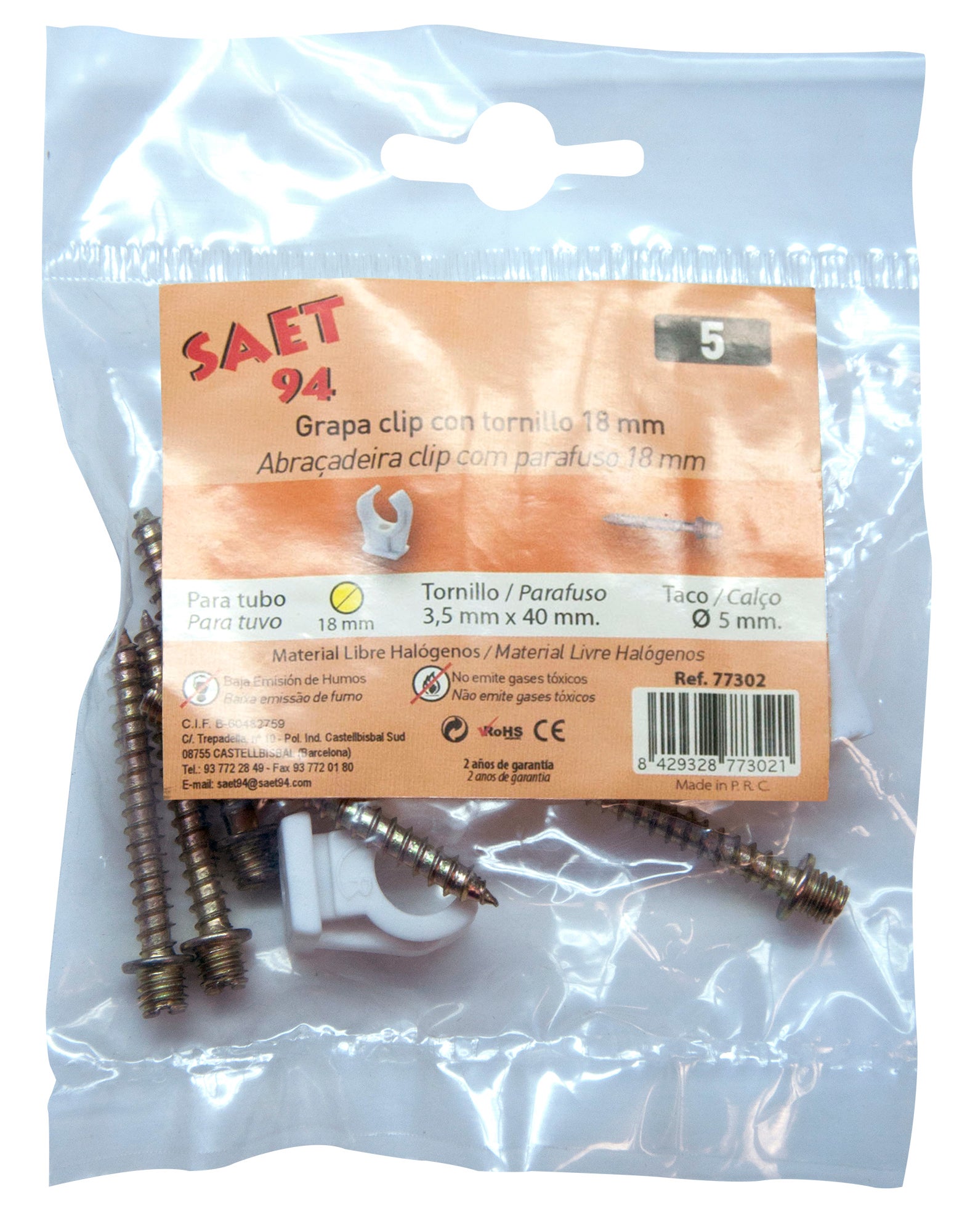 Pack 5 abrazaderas nylon con tornillo 18 mm - 2