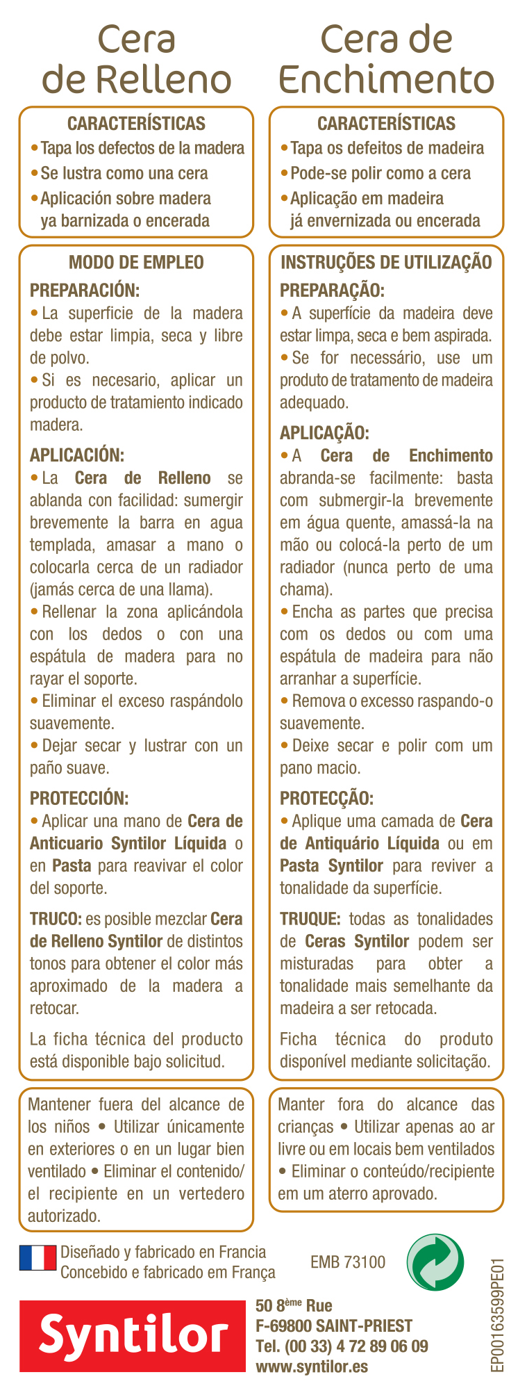 Cera relleno SYNTILOR 30 gr roble claro - 3