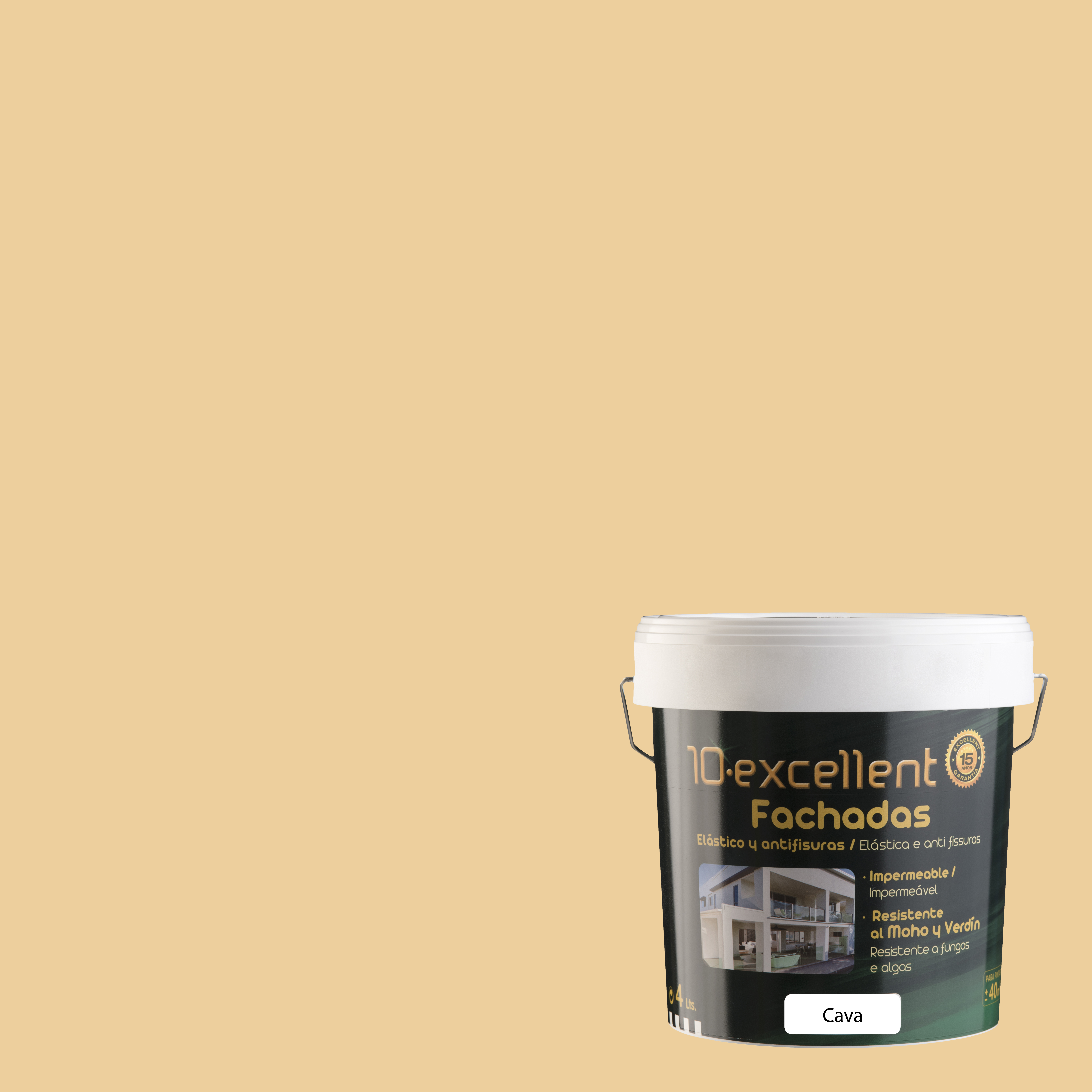 Pintura exterior color cava para hormigón, cemento, fachada excellence mate 4l base agua