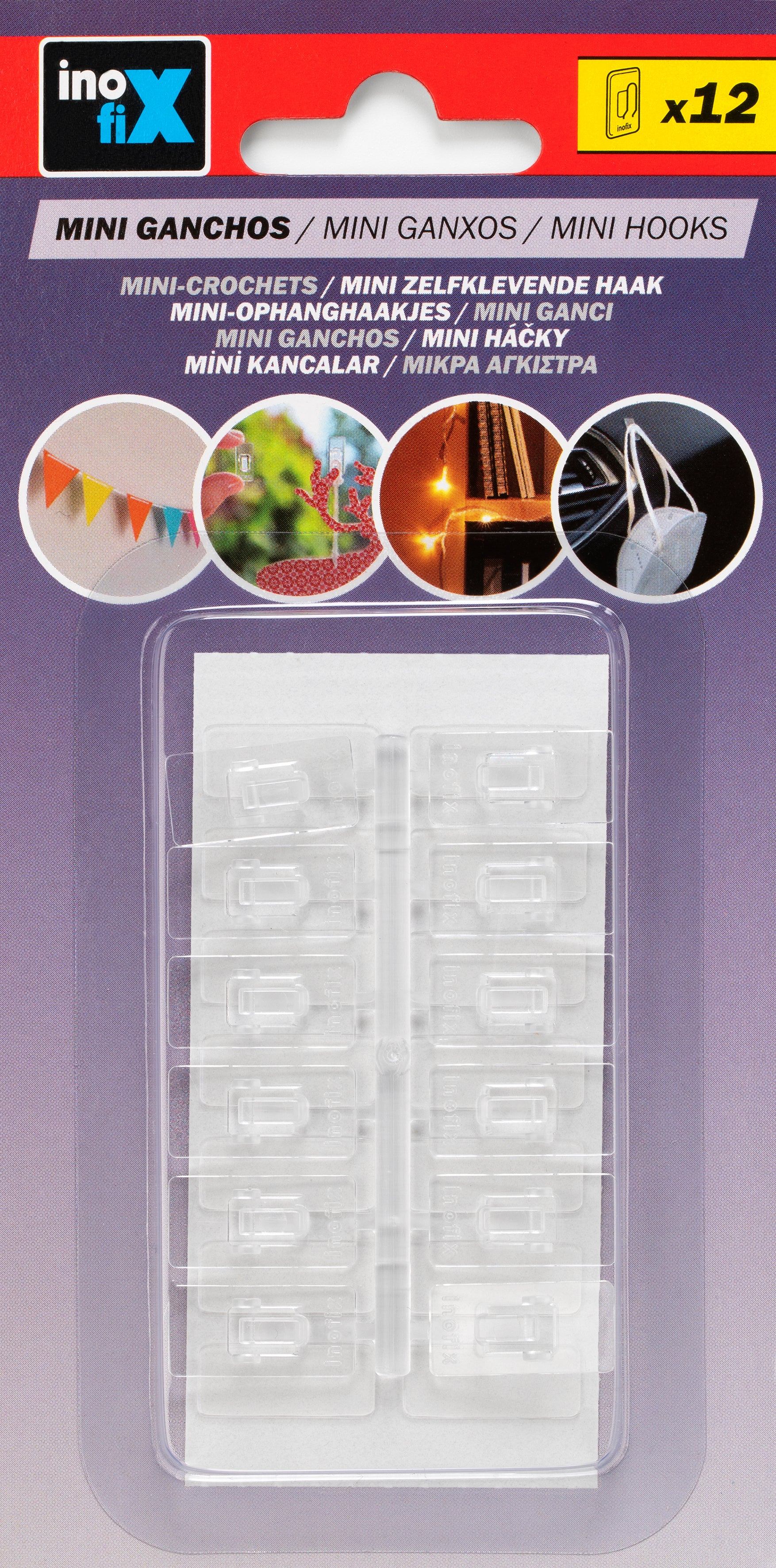 12 Miniganchos transparentes + 14 tiras adhesivas mini - 9