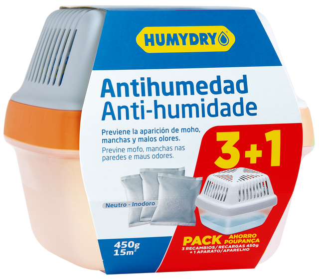 Desumidificador 450 gr com 3 recargas Humydry Premium Plus