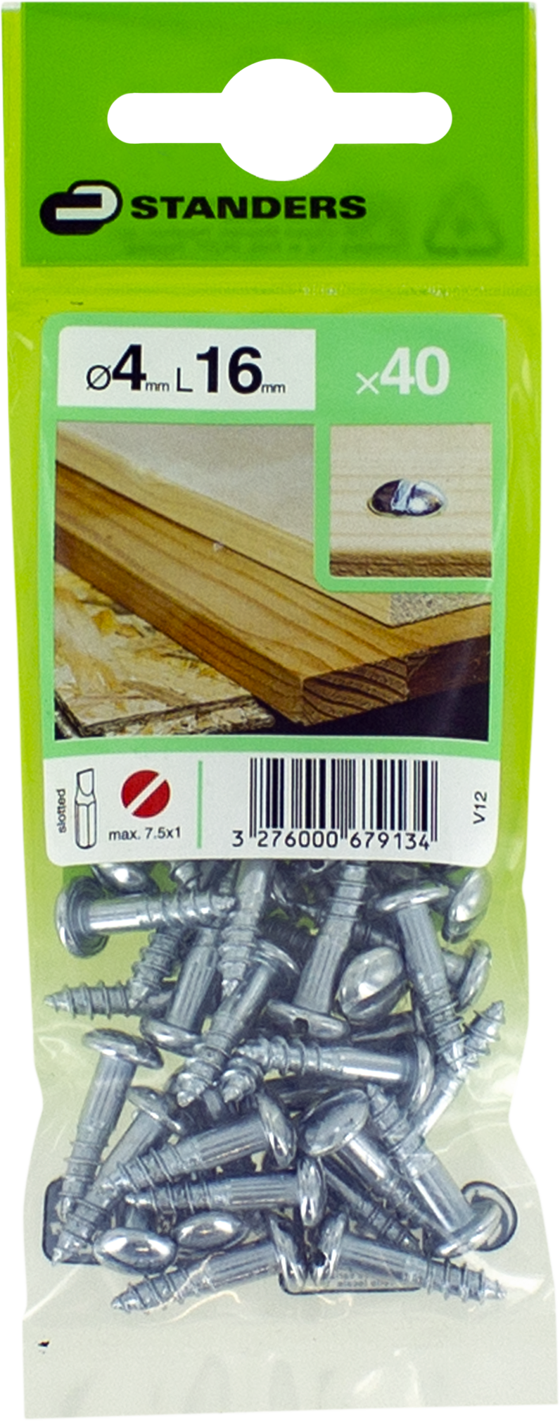 40 Parafusos STANDERS REDONDO AÇO ZINCADO 4X16 - 2