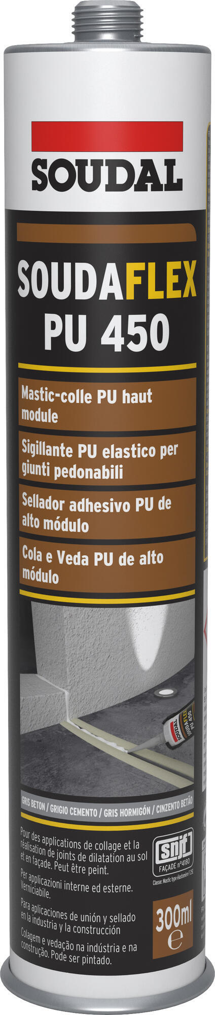 Masilla de poliuretano 450 SOUDAFLEX 300 ml gris hormigón - 2