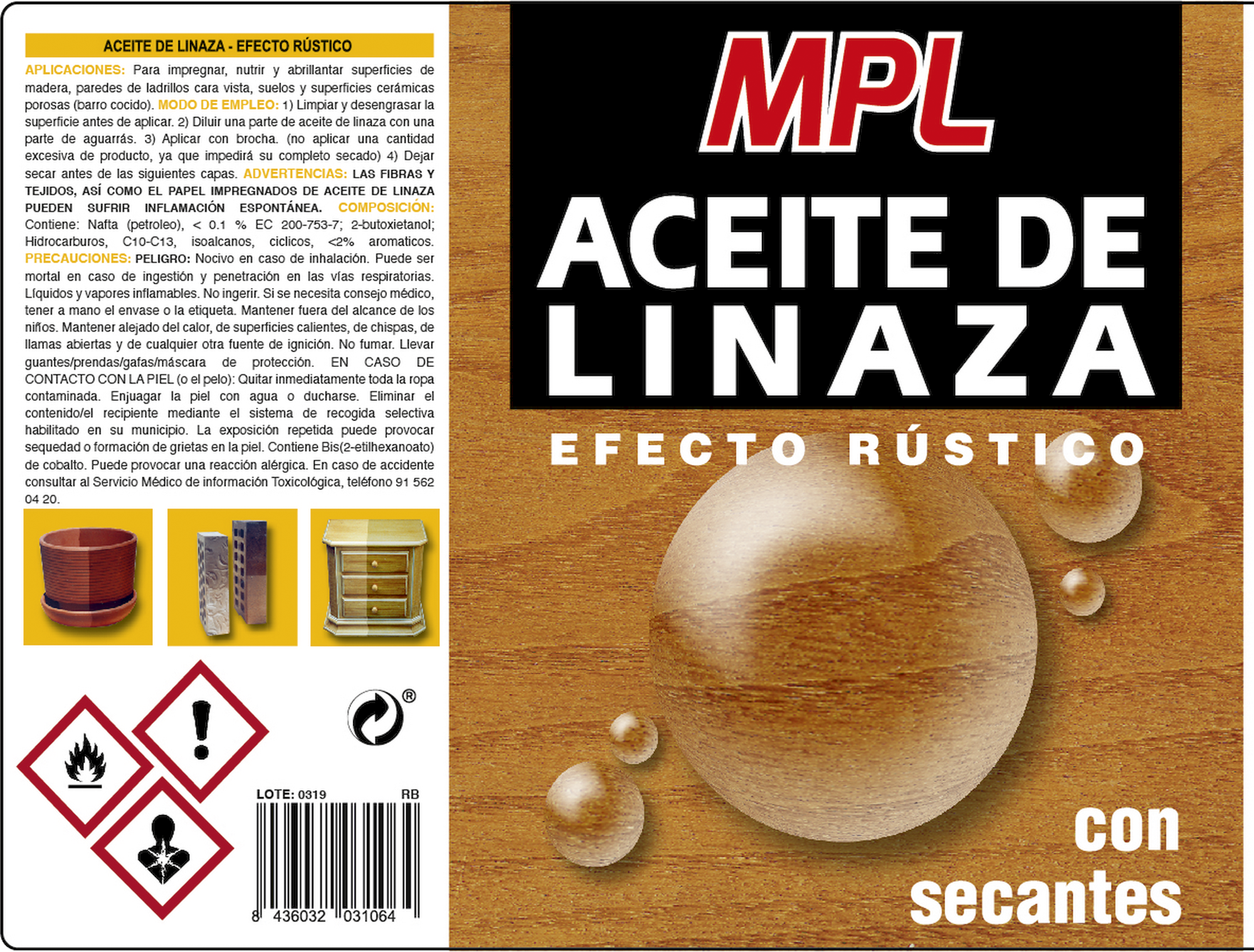 Aceite de linaza efecto rústico MPL 0.75L - 2