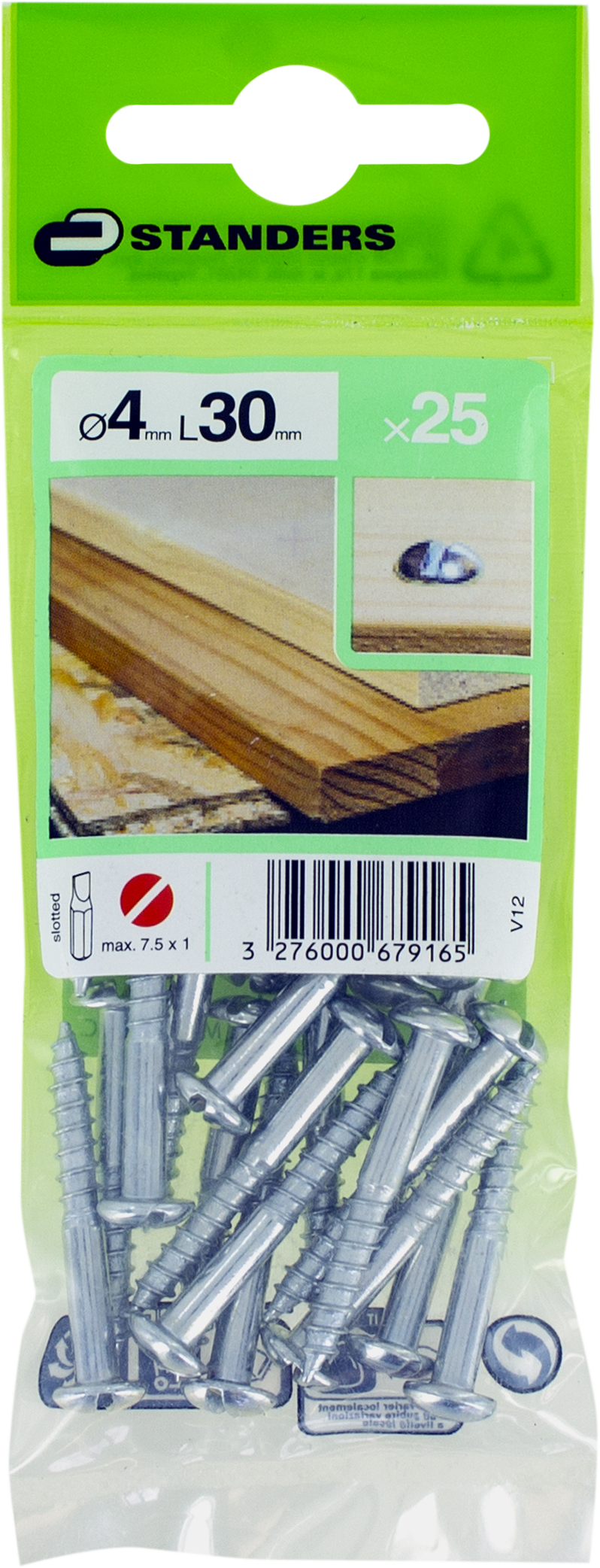 25 Tornillo para madera STANDERS ranura con cabeza redonda, ø 4 x L. 30 mm - 3