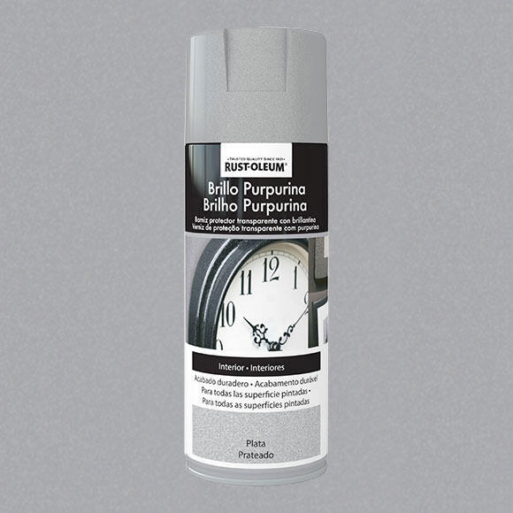Spray multisuperficies brilhante Rust Oleum 400ml prata purpurinas
