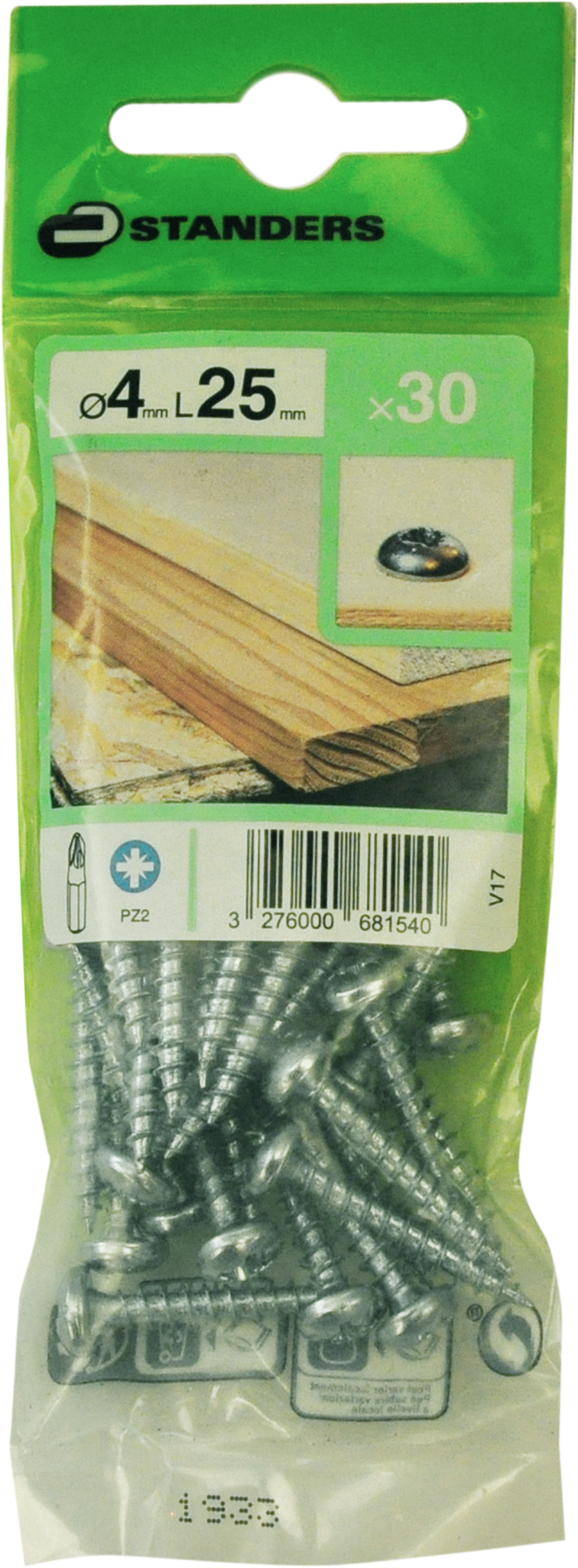 30 Tornillo para madera STANDERS pozidriv con cabeza redonda, ø 4 x L. 25 mm - 3
