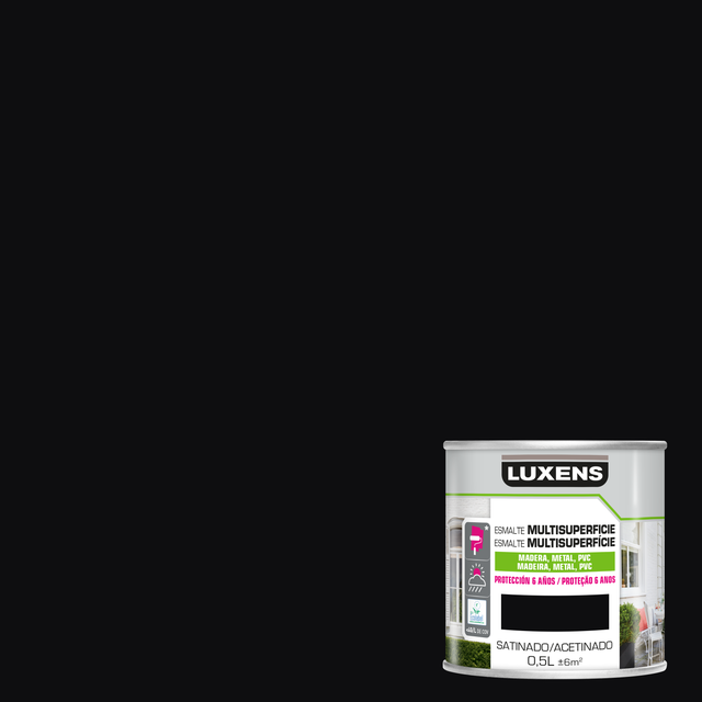 Tinta multisuperfícies LUXENS ACETINADO LUX 0.5L PRETO