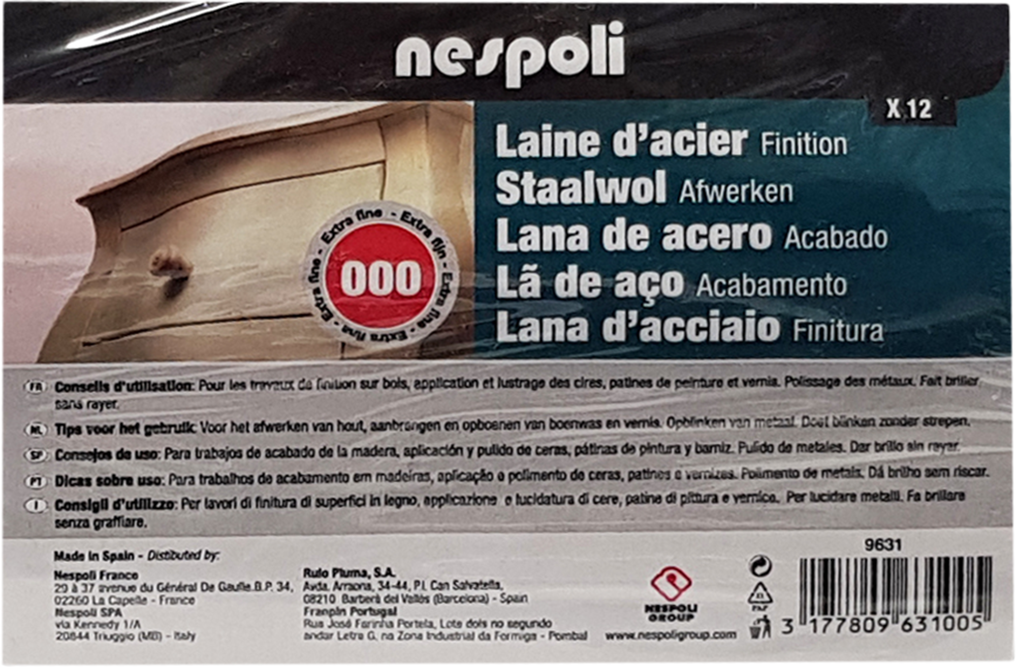 Lana de acero para abrillantar nº000 12 unidades - 4