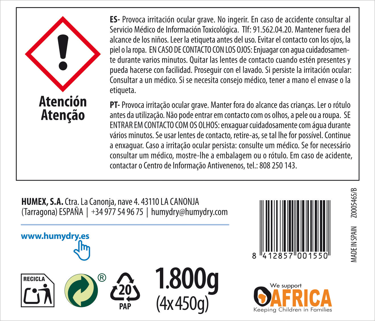 4 recargas anti-humidade HUMYDRY 450GR - 4