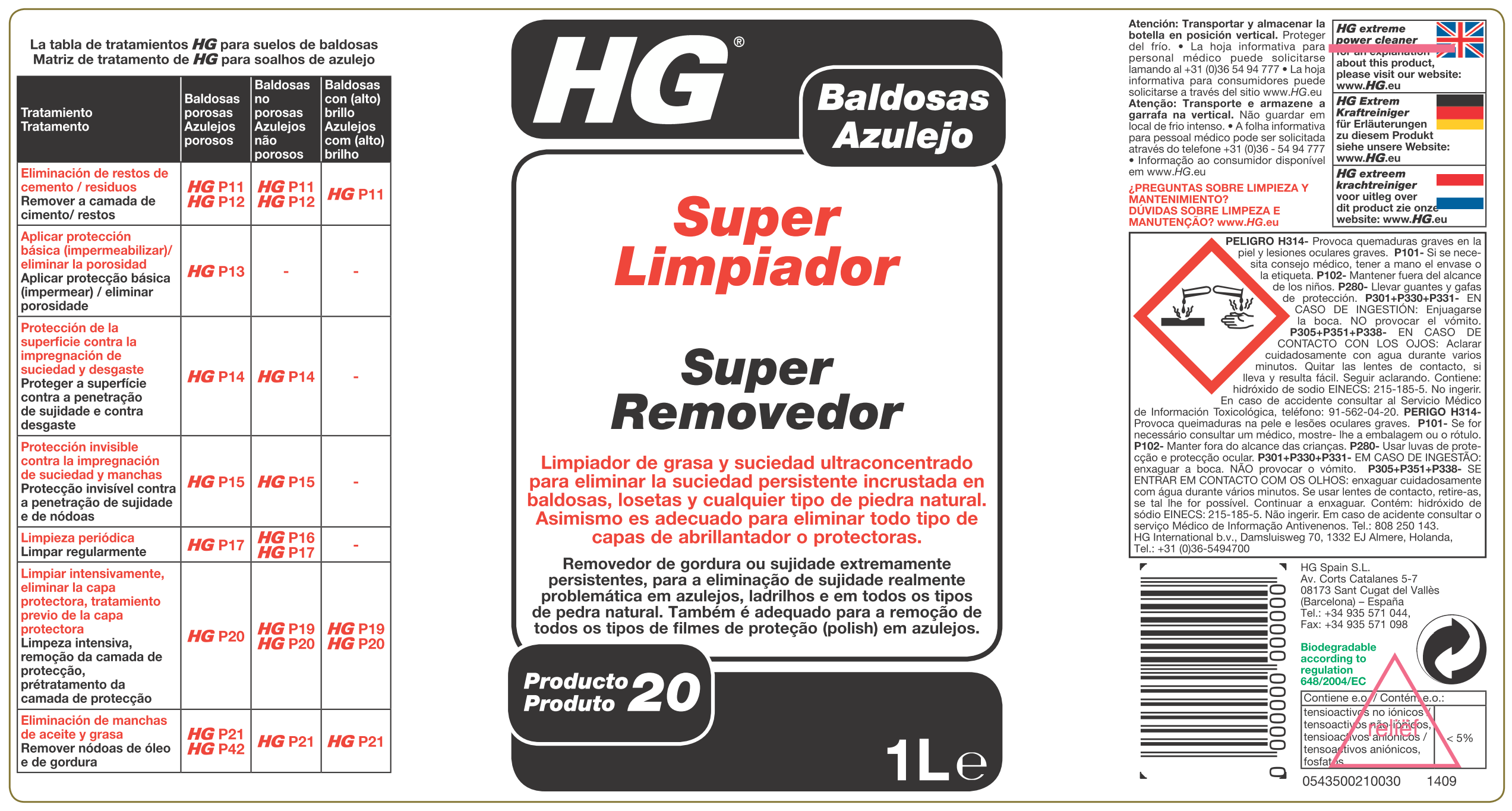 Decapante de pavimentos extraforte azulejos 1 L HG - 5