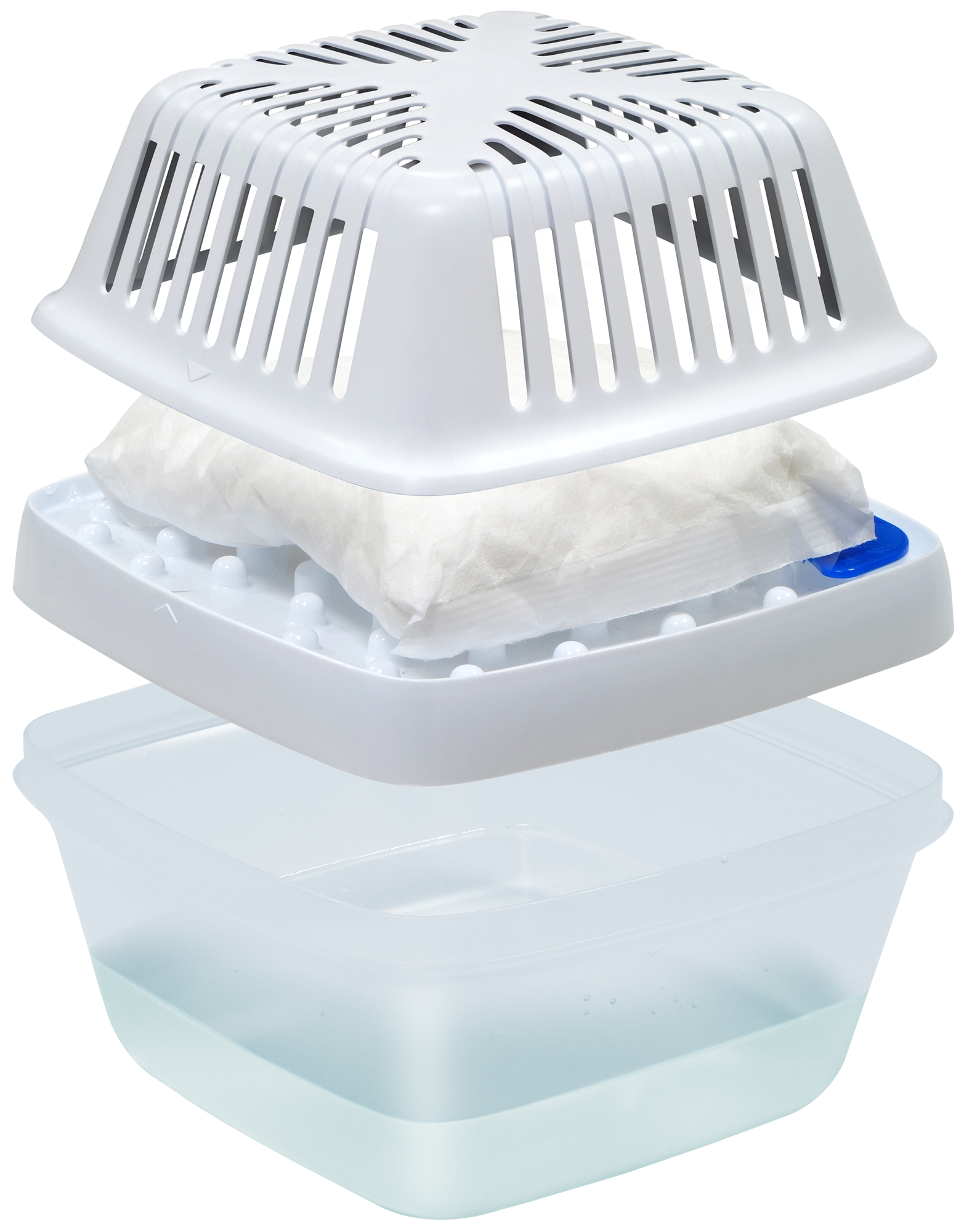 Kit de absorción de humedad  HUMYDRY 450 gr para uso en estancia hasta 15m2. Perfume neutro. 3 recargas en bolsa. Sistema anti vuelco. 18.4 x 15.9 x 18.4 cm. Vida útil 4 semanas. - 7