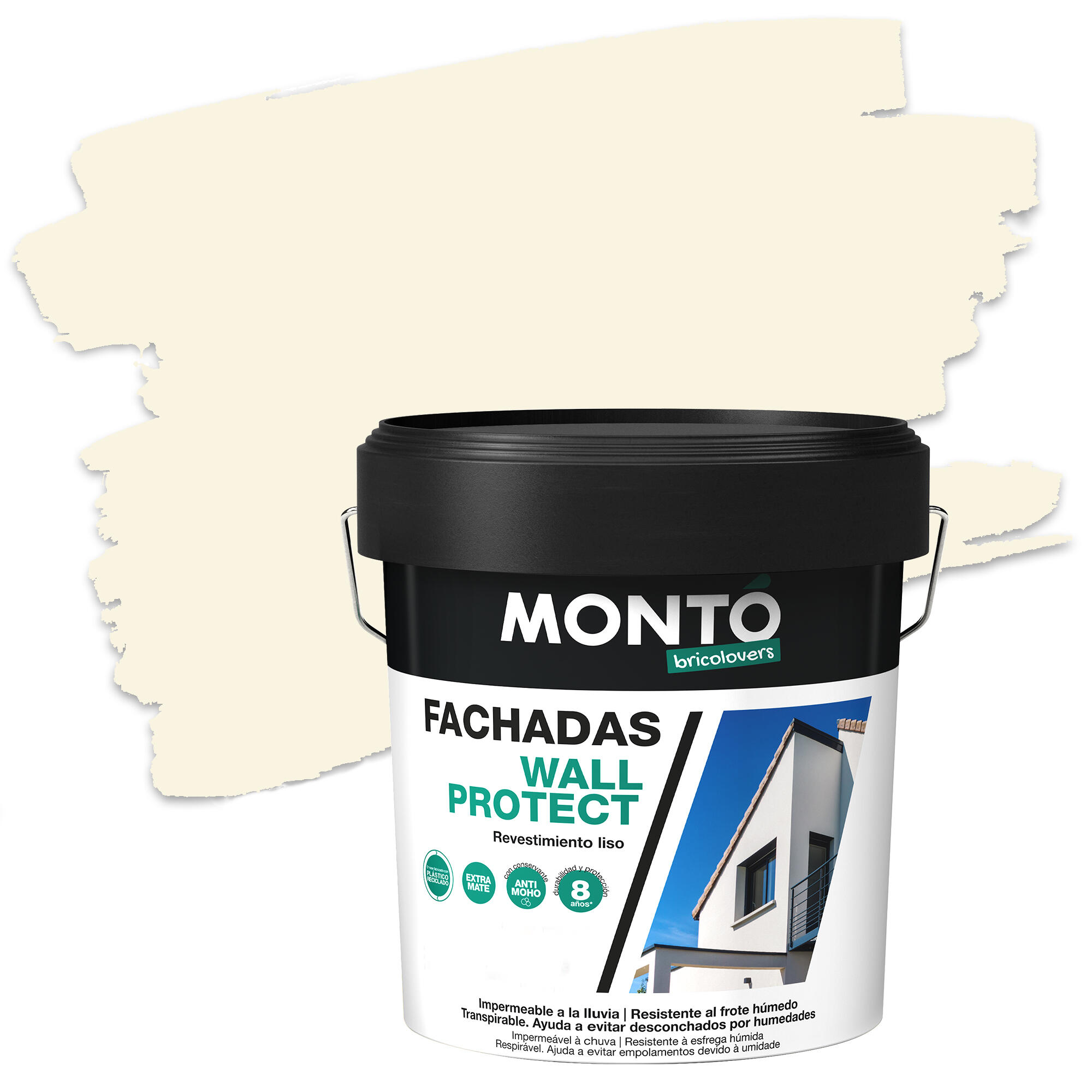 Pintura para fachadas acrílica wall protect montó 15l hueso