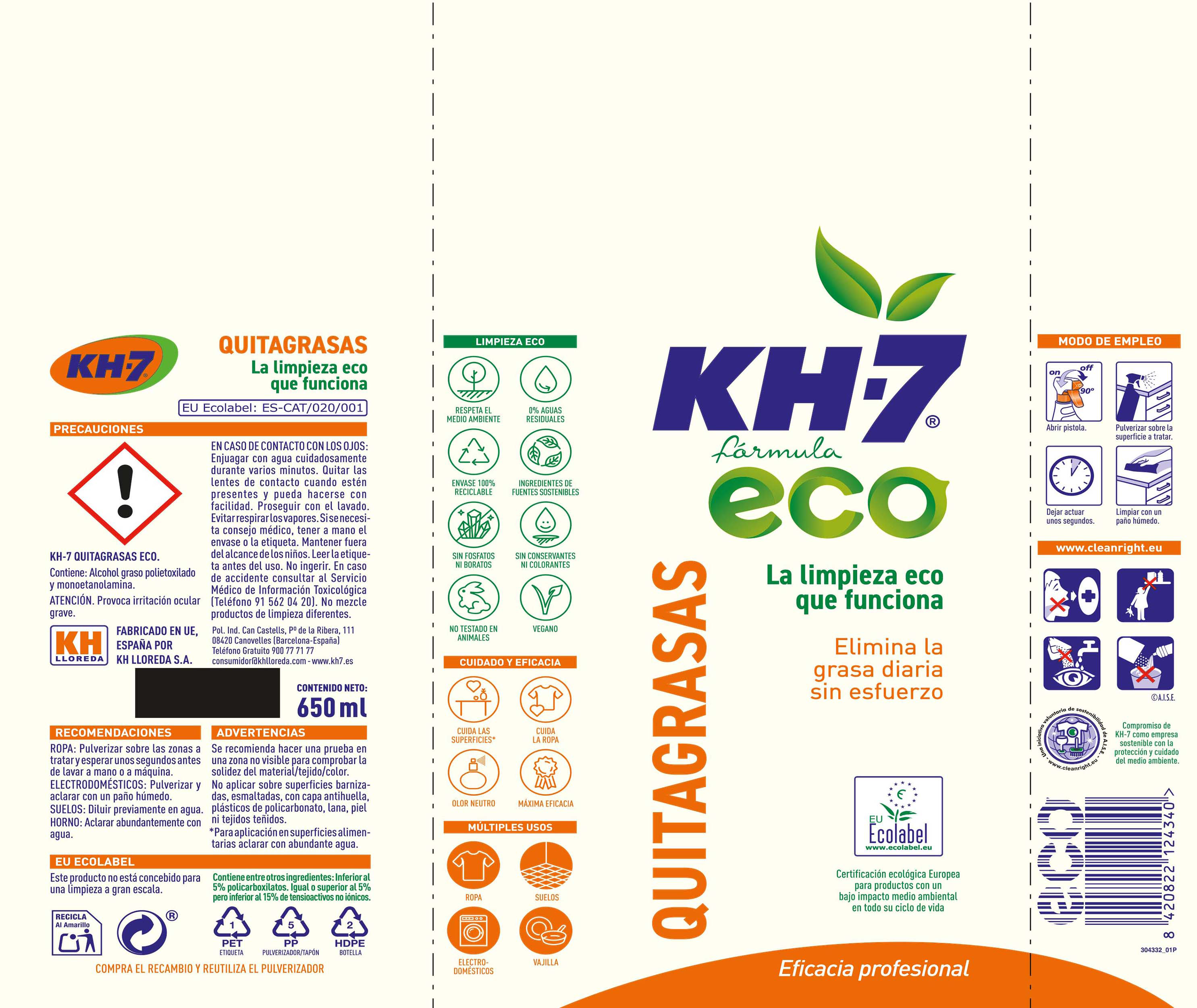 Limpiador desengrasante KH7 ECO 650ML - 2