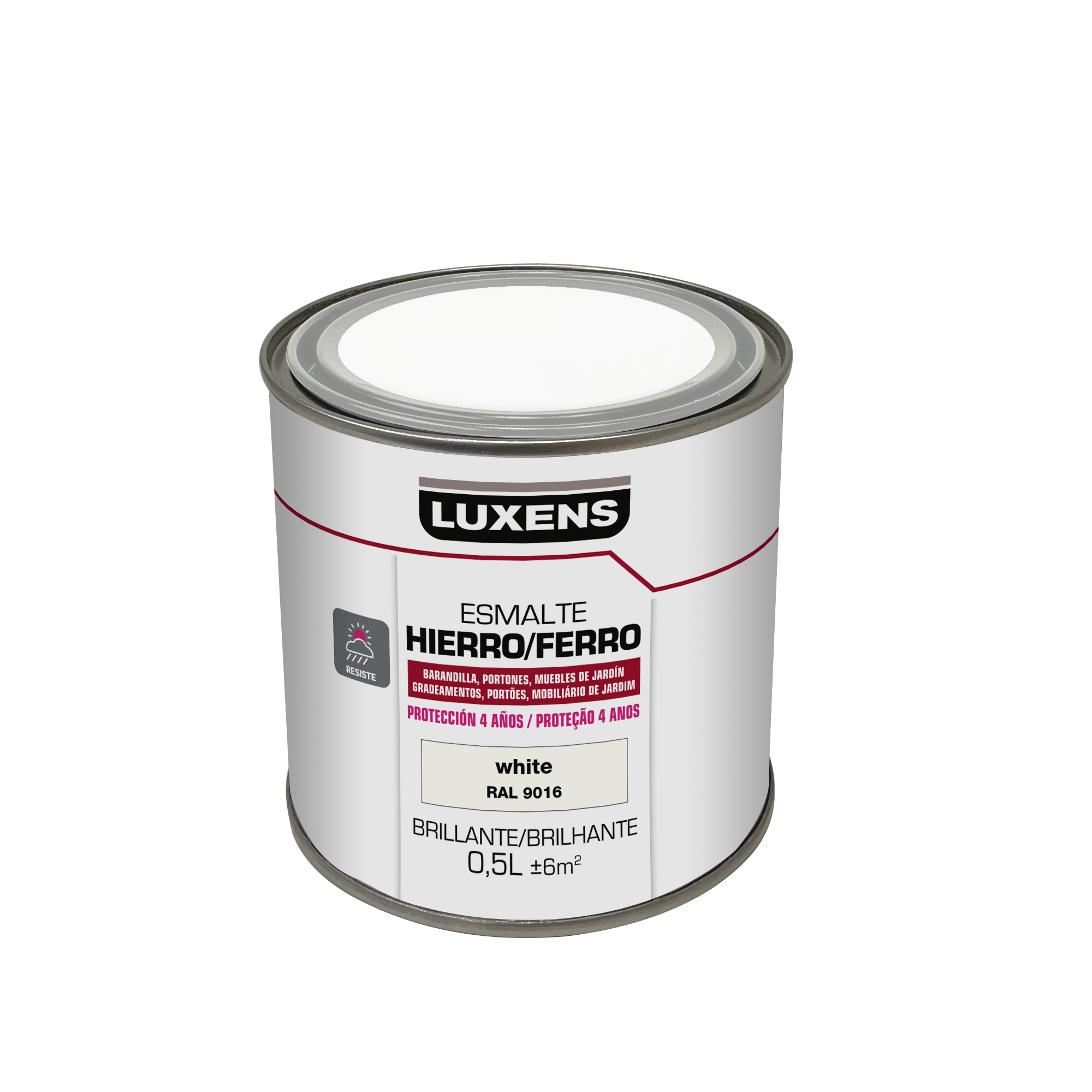 Esmalte exterior para ferro brilhante 0.5L branco 4 anos Luxens - 4
