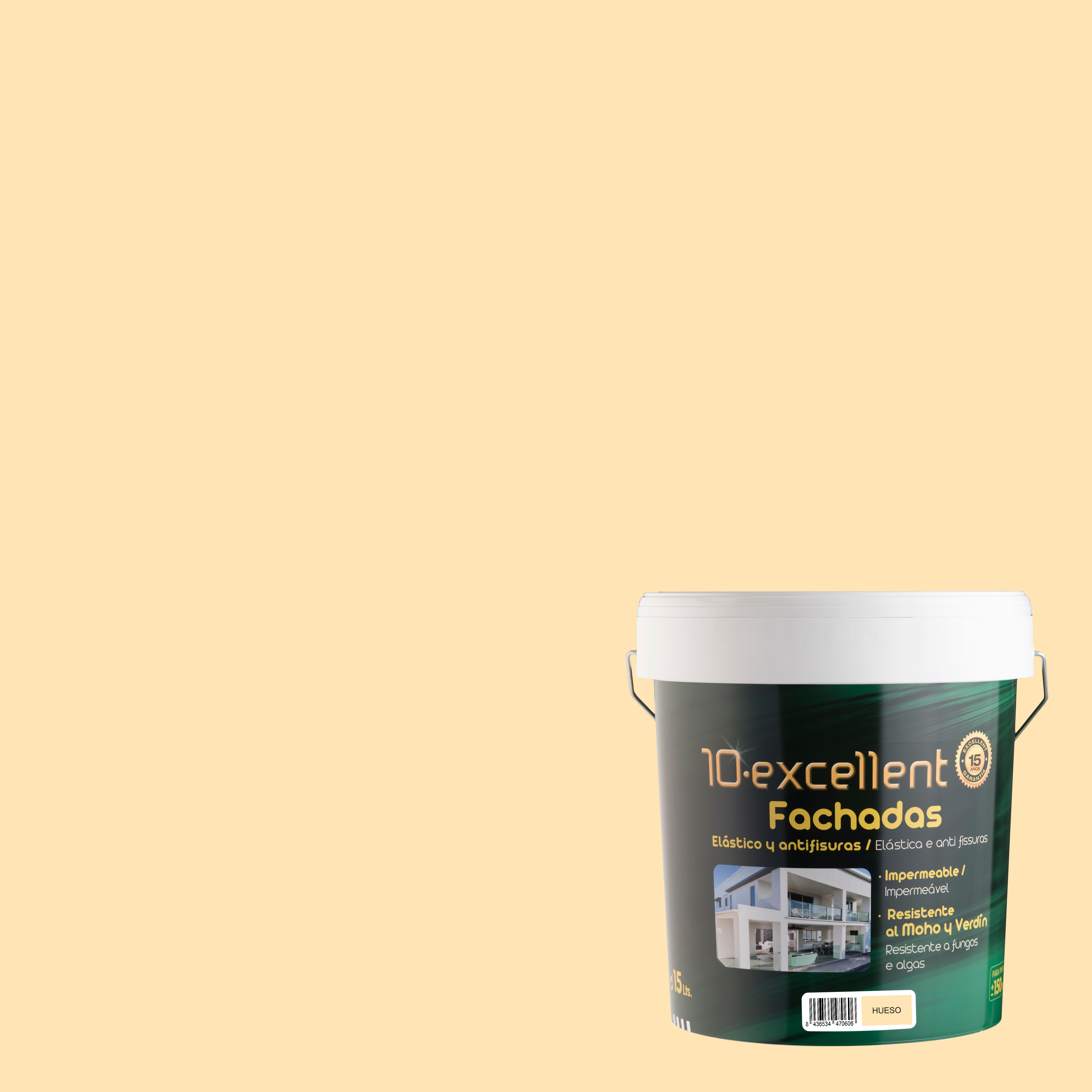 Pintura exterior color hueso para hormigón, cemento, fachada excellence mate 15l base agua