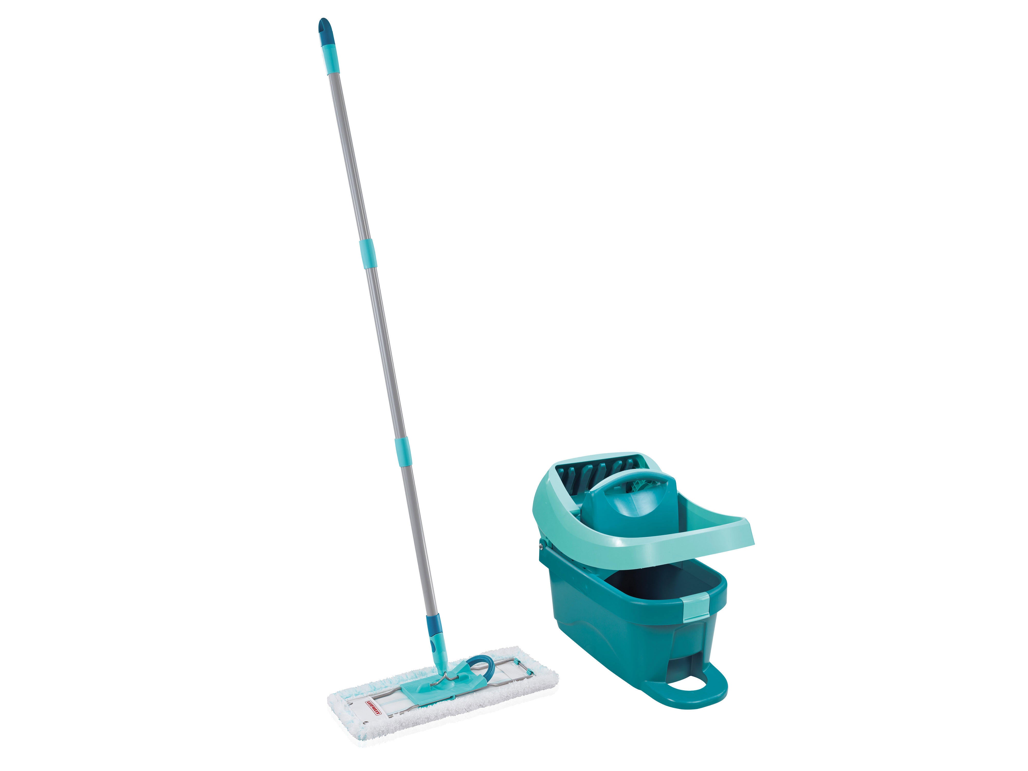 Sistema Mocio E Secchio Con 3 Scomparti – Acqua Pulita E Sporca Separata, Mocio Piatto A Rotazione 360°, Manico Regolabile, 4 Panni In Microfibra