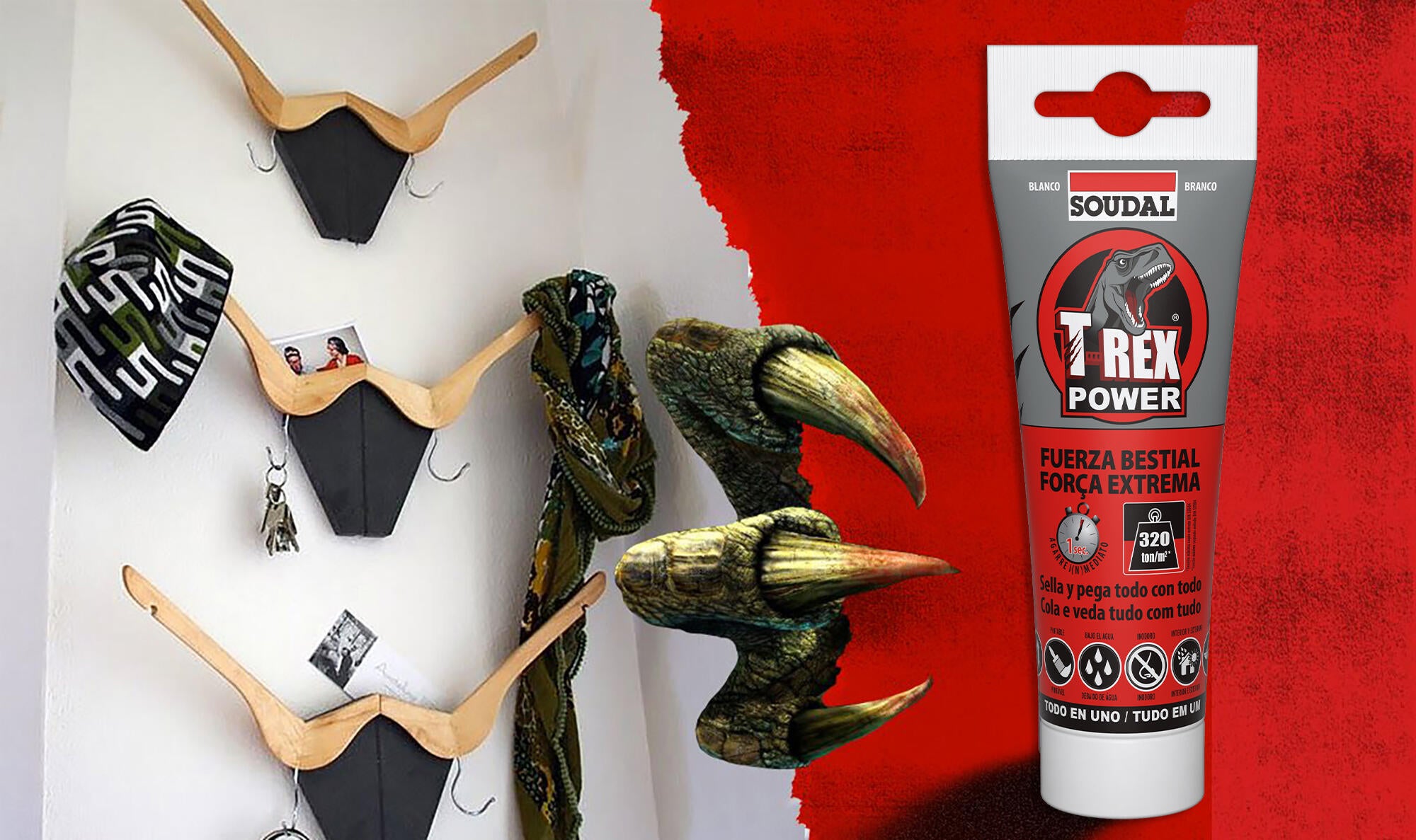Adhesivo de montaje SOUDAL T-REX POWER 125ml blanco para madera, hormigón, resiste a las torsiones, aplicación con pistola. Para fijar un material a una superficie. - 7
