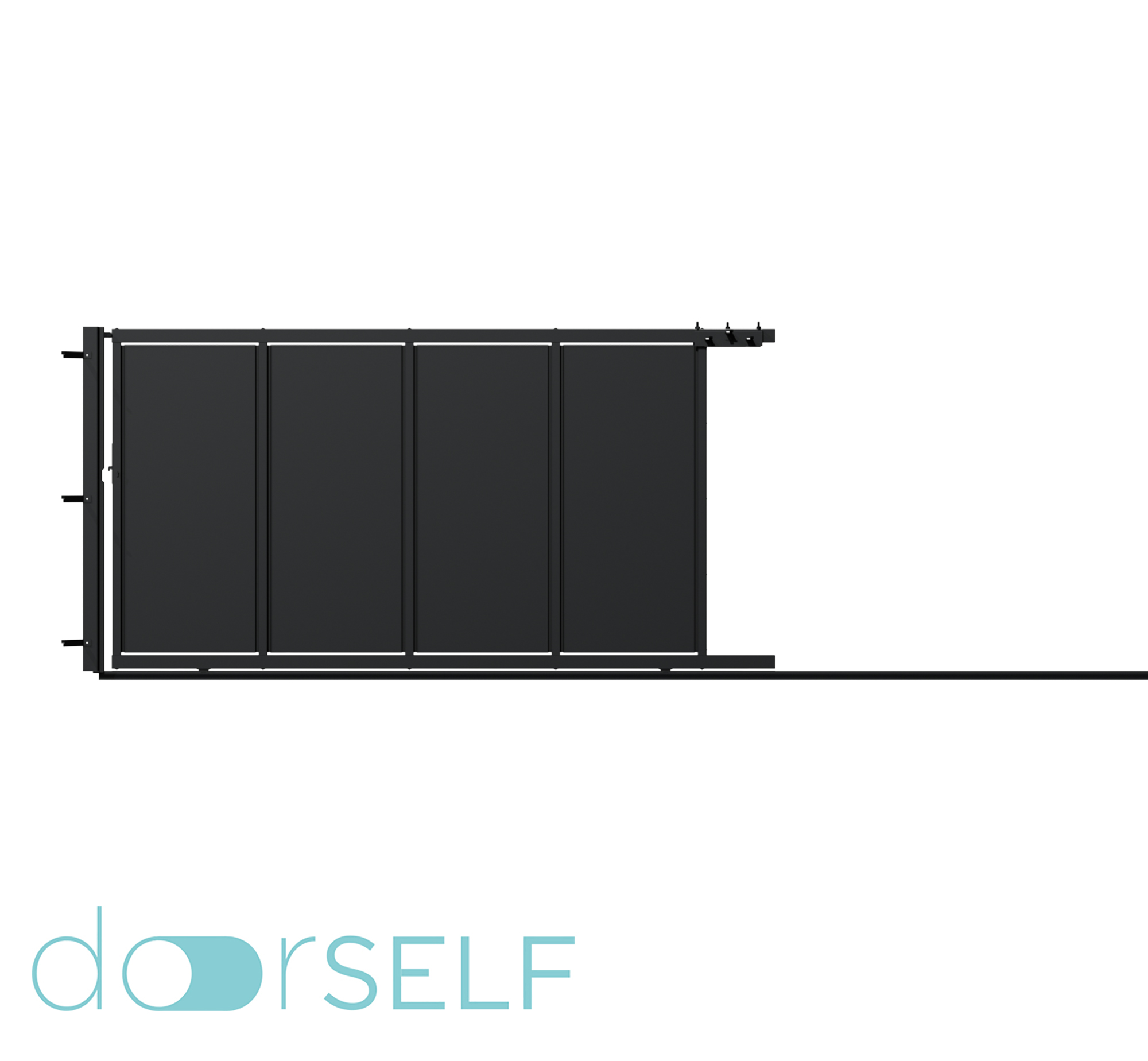 Puerta corredera+peatonal doorself blind negra 400x200 cm
