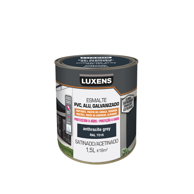 Esmalte ferro brilhante Luxens 1,5L proteção 8 anos antracite grey