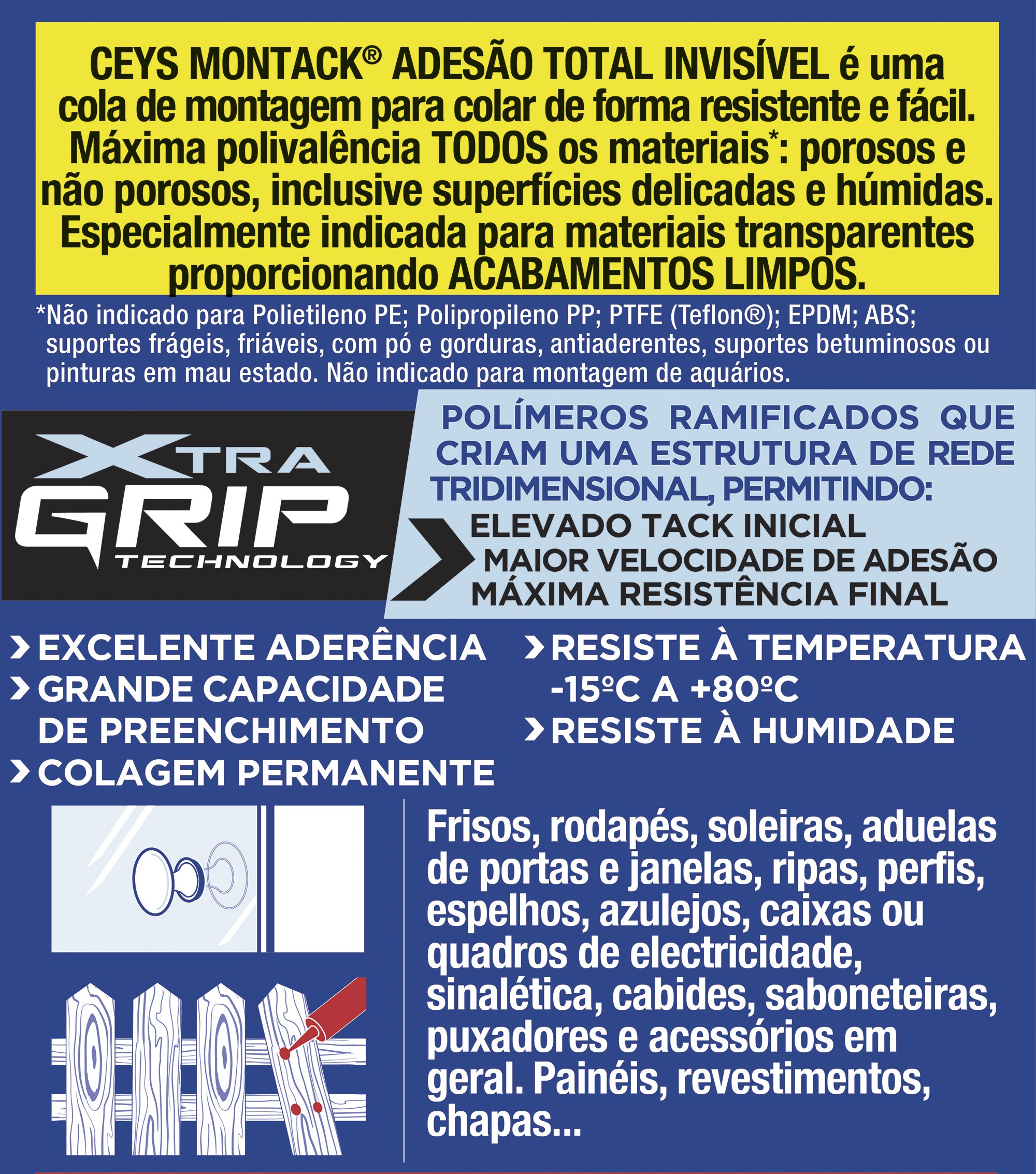 Adhesivo de montaje CEYS Montack 315 gr transparente para hormigón, cerámica, vidrio, aplicación con pistola, resiste a las torsiones, compatible con humedad. Para fijar un material a una superficie. - 4