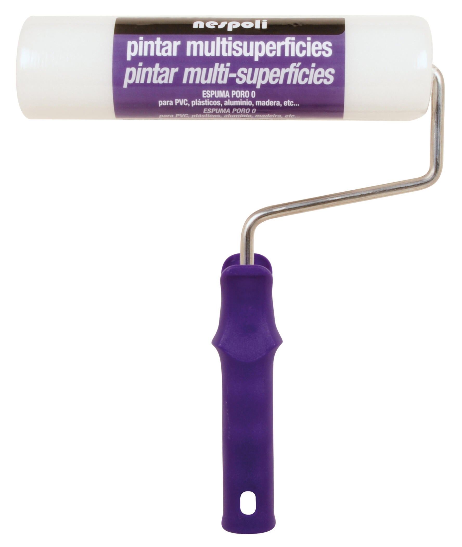 Rodillo para pintar superficies rugosas y lisas NESPOLI de 220 mm de anchura, 60 mm de diámetro, sin pelo. Espuma de poliuretano. Varilla de acero. - 2