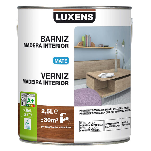 Barniz de interior luxens roble dorado mate 2,5l