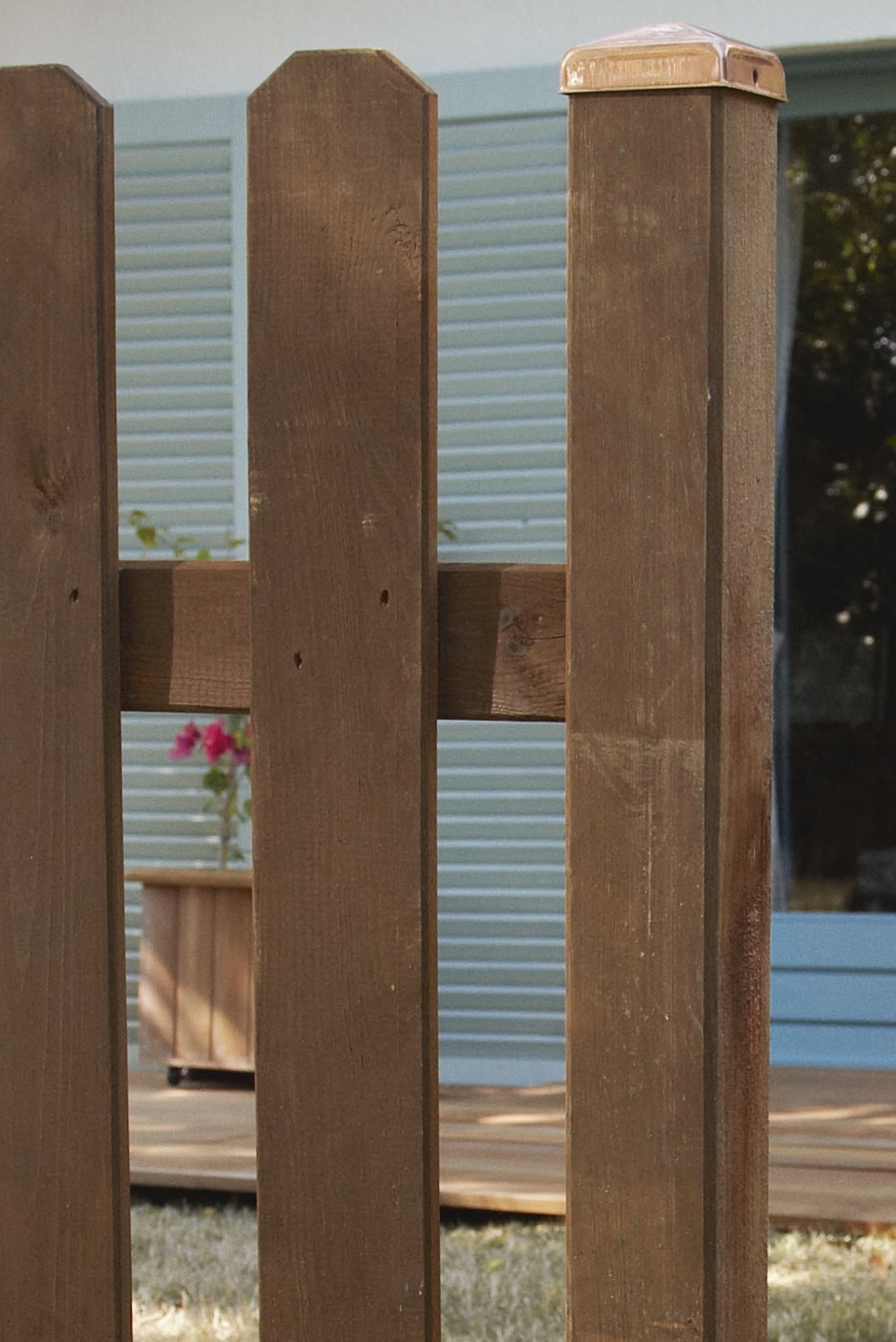 Poste para valla de madera maciza de 7x7x120 cm - 2