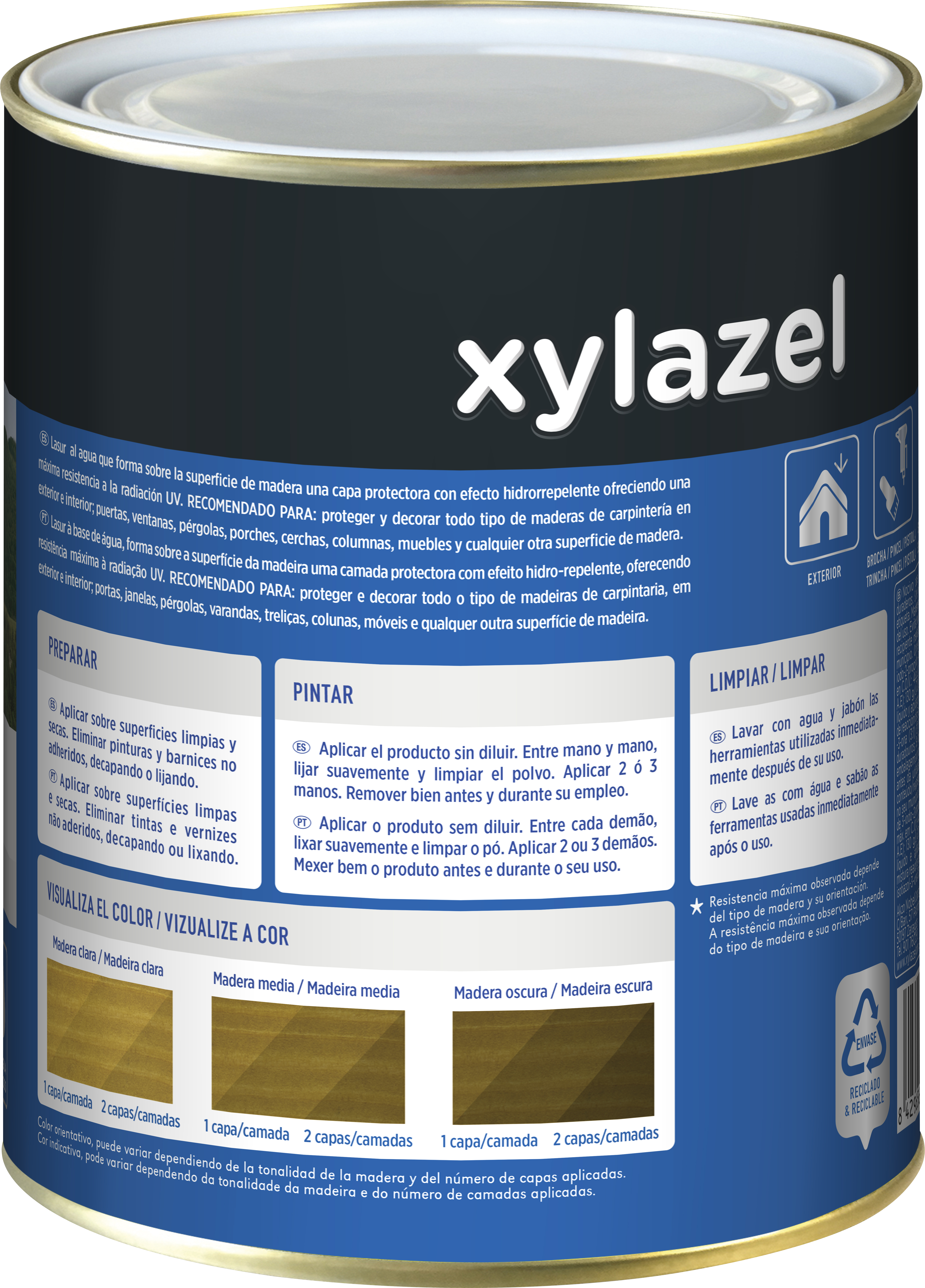 Protector madera exterior color natural para caseta de jardín, ventana, puerta, valla, persiana XYLAZEL mate 750 ml base agua - 7