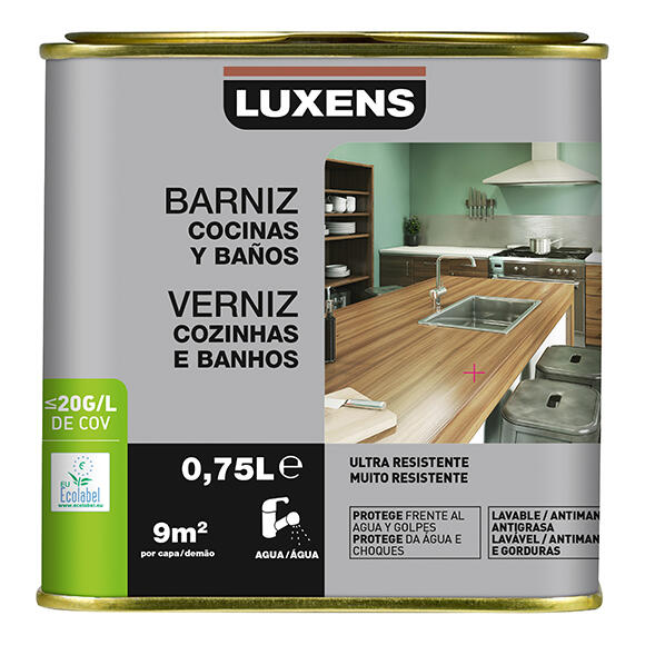 Verniz aquoso wc e cozinhas mate 0.75L incolor Luxens - 2