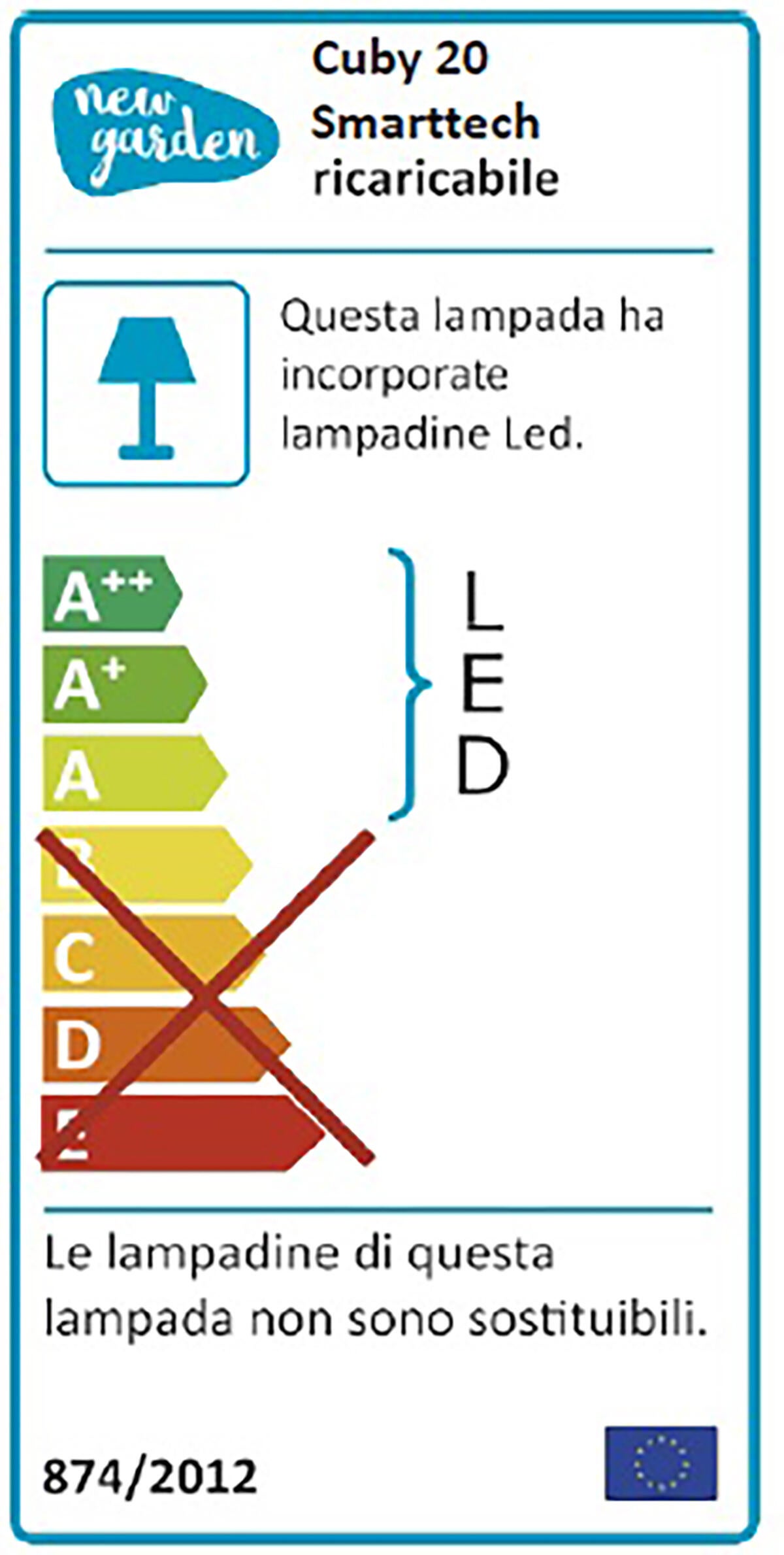 Lampada solare decorativa CUBY, in polietilene, luce rgb multicoloredimmerabile NEWGARDEN - 5