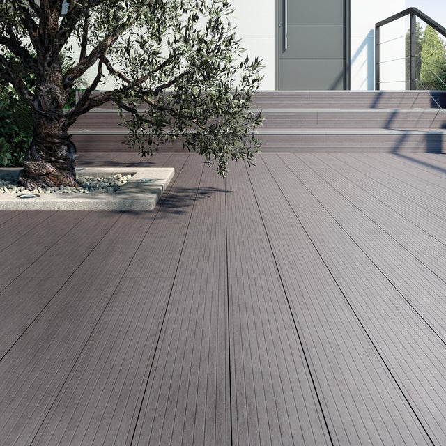 Listone con fissaggio a clip da esterno in composito di legno e plastica (wpc) effetto legno grigio antracite L 240 x L 14.5 cm x Sp. 21 mm Atlas 